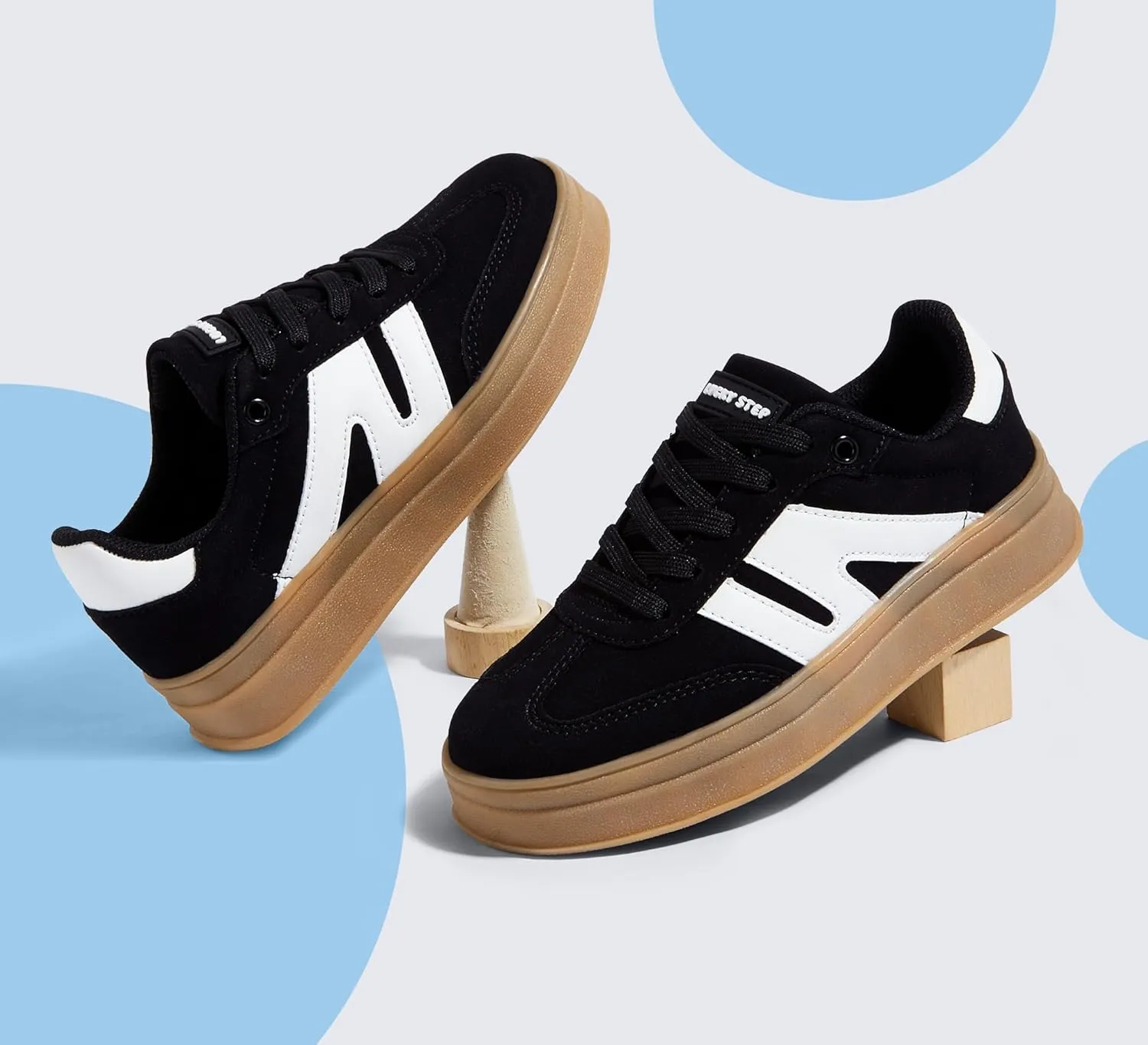 LUCKY STEP Boys Girls Platform Sneakers Fashion Casual Non Slip Walking Shoes Classic Retro Tennis Sneaker for Big Kids