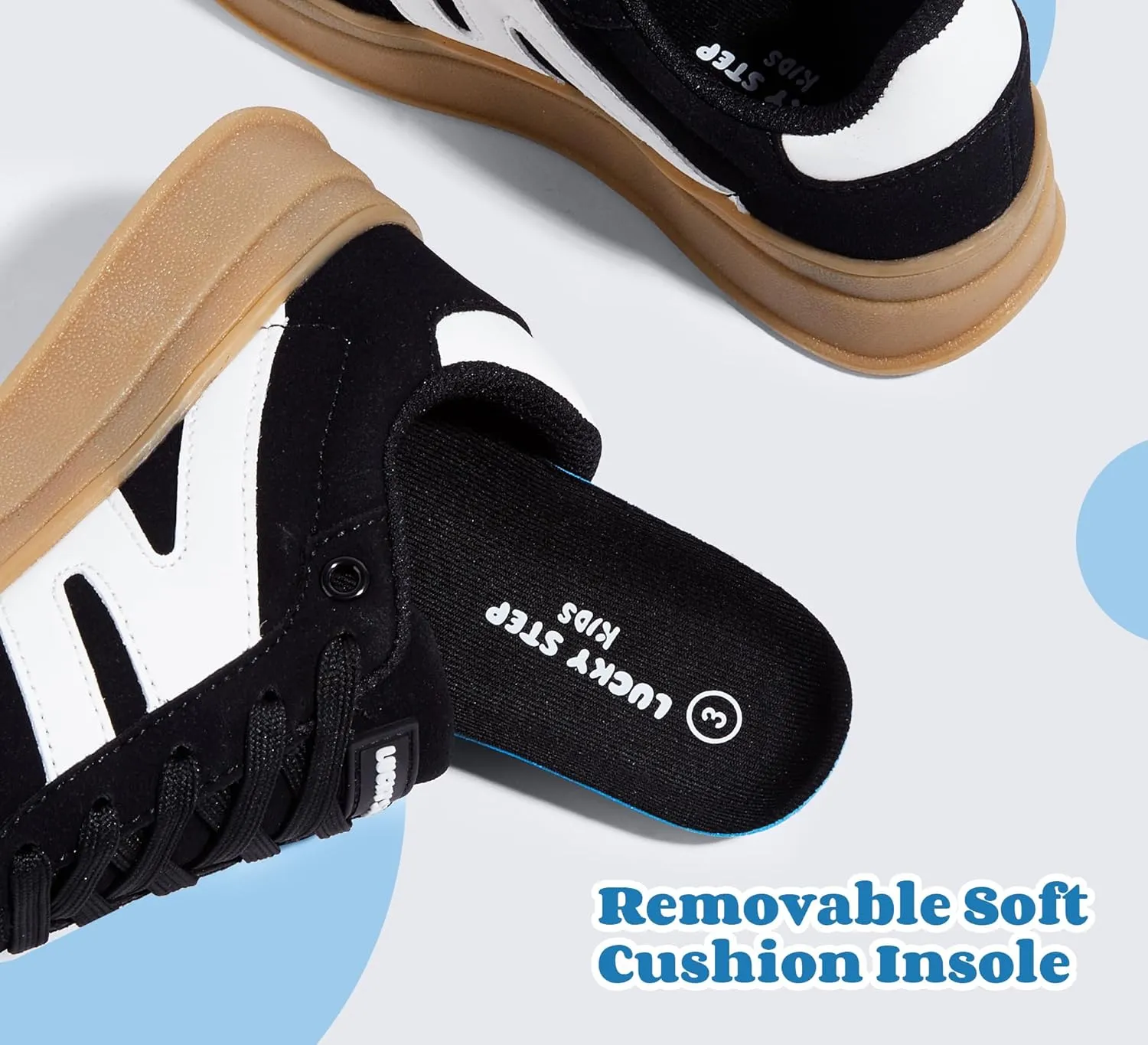 LUCKY STEP Boys Girls Platform Sneakers Fashion Casual Non Slip Walking Shoes Classic Retro Tennis Sneaker for Big Kids