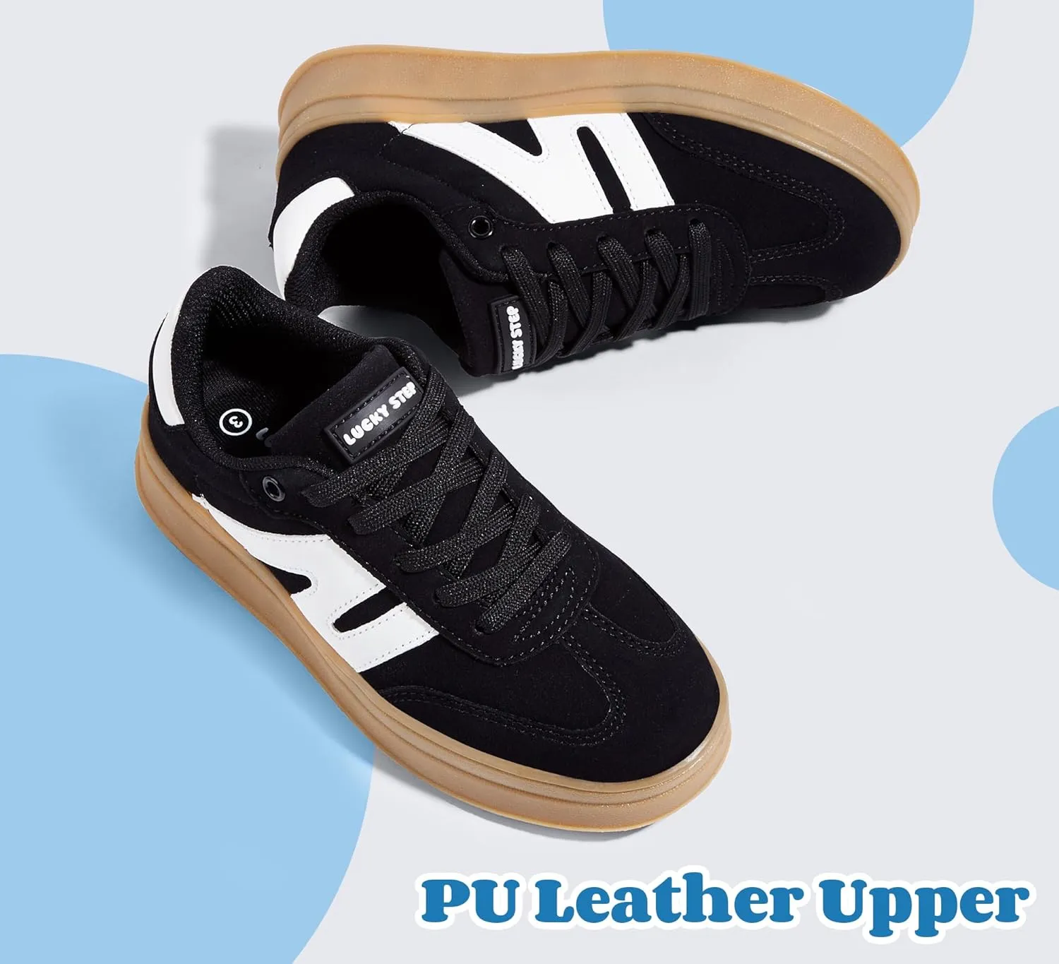 LUCKY STEP Boys Girls Platform Sneakers Fashion Casual Non Slip Walking Shoes Classic Retro Tennis Sneaker for Big Kids