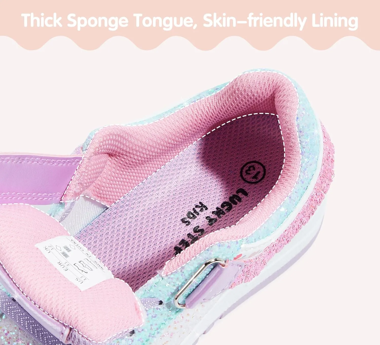 LUCKY STEP Kid's Glitter Fashion Sneakers Girls Sparkly Tennis School Slip On Shoes Walking Casual Party Dress Shoes for Toddler Children