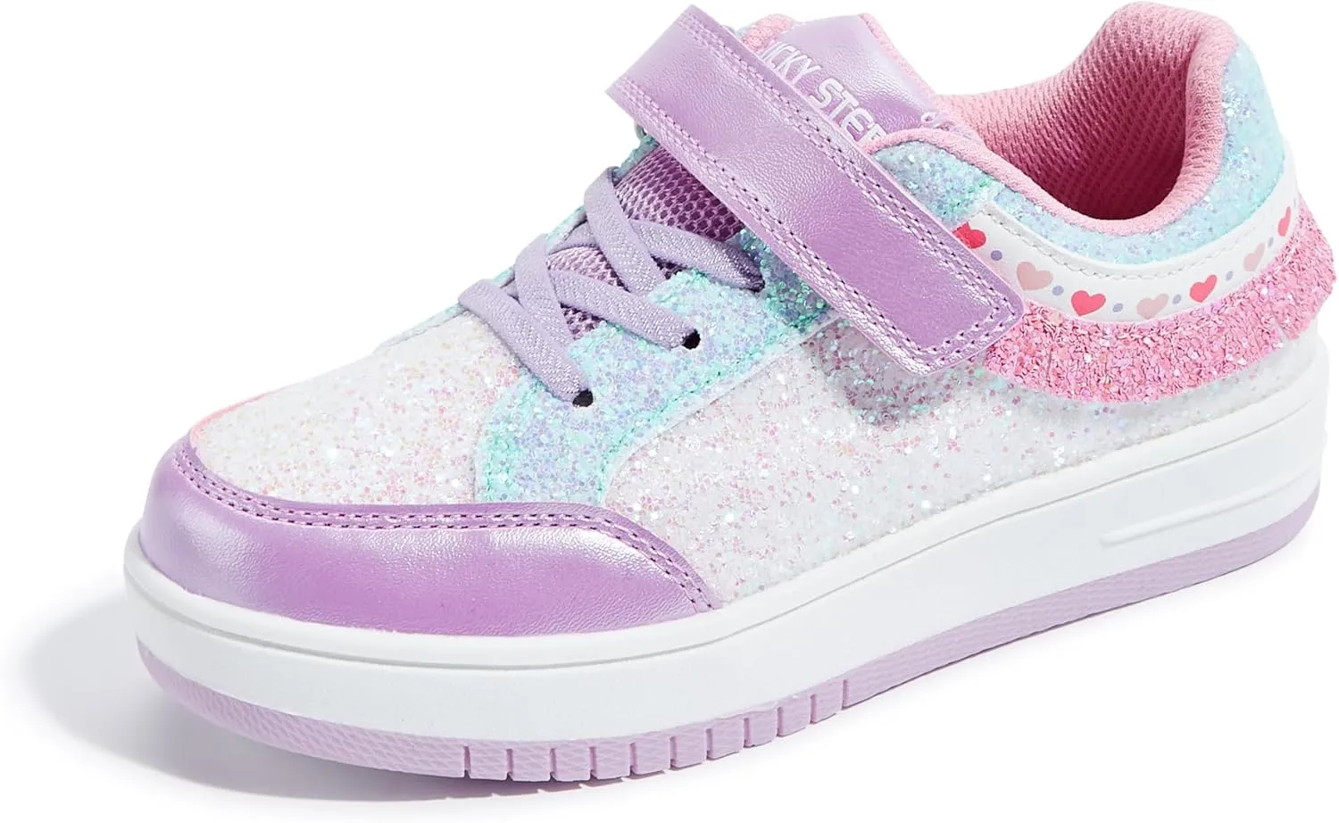 LUCKY STEP Kid's Glitter Fashion Sneakers Girls Sparkly Tennis School Slip On Shoes Walking Casual Party Dress Shoes for Toddler Children