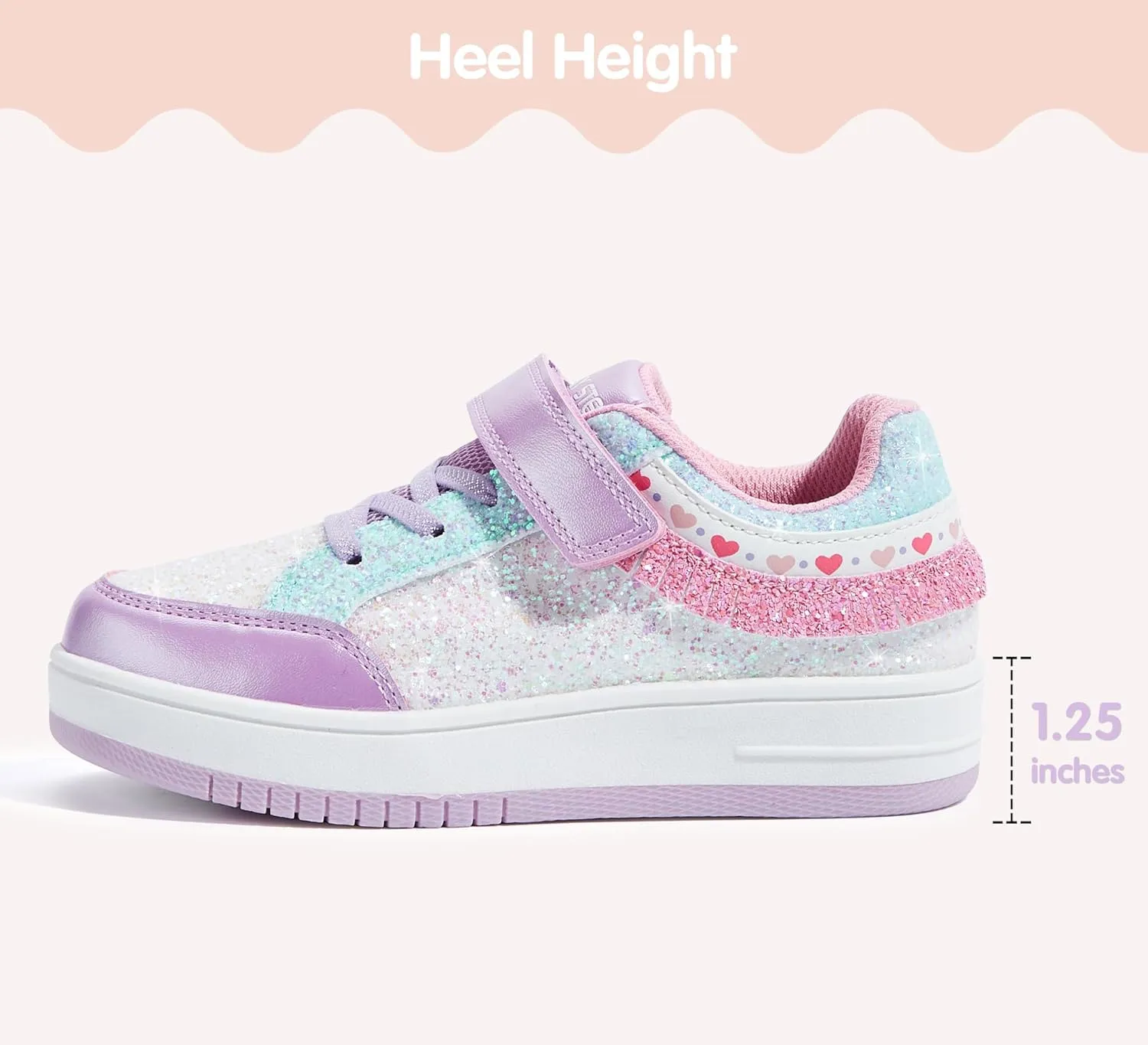LUCKY STEP Kid's Glitter Fashion Sneakers Girls Sparkly Tennis School Slip On Shoes Walking Casual Party Dress Shoes for Toddler Children