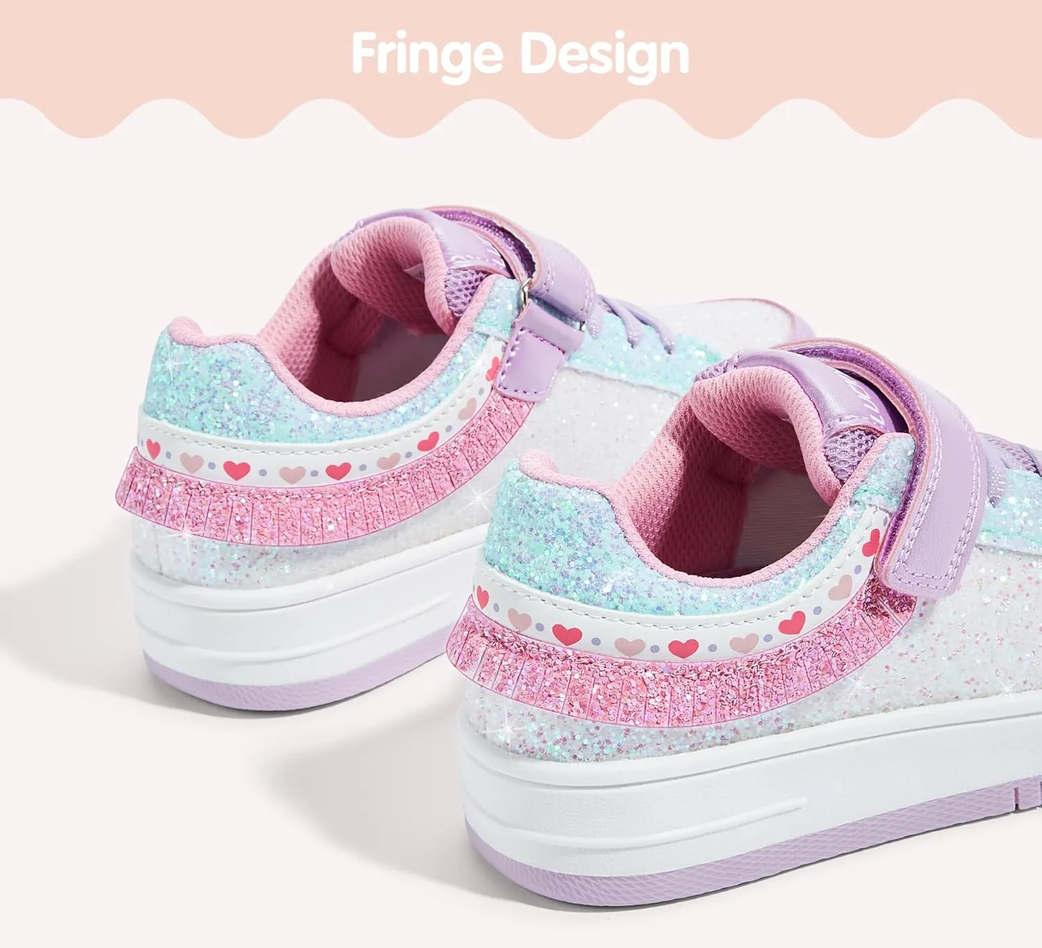 LUCKY STEP Kid's Glitter Fashion Sneakers Girls Sparkly Tennis School Slip On Shoes Walking Casual Party Dress Shoes for Toddler Children