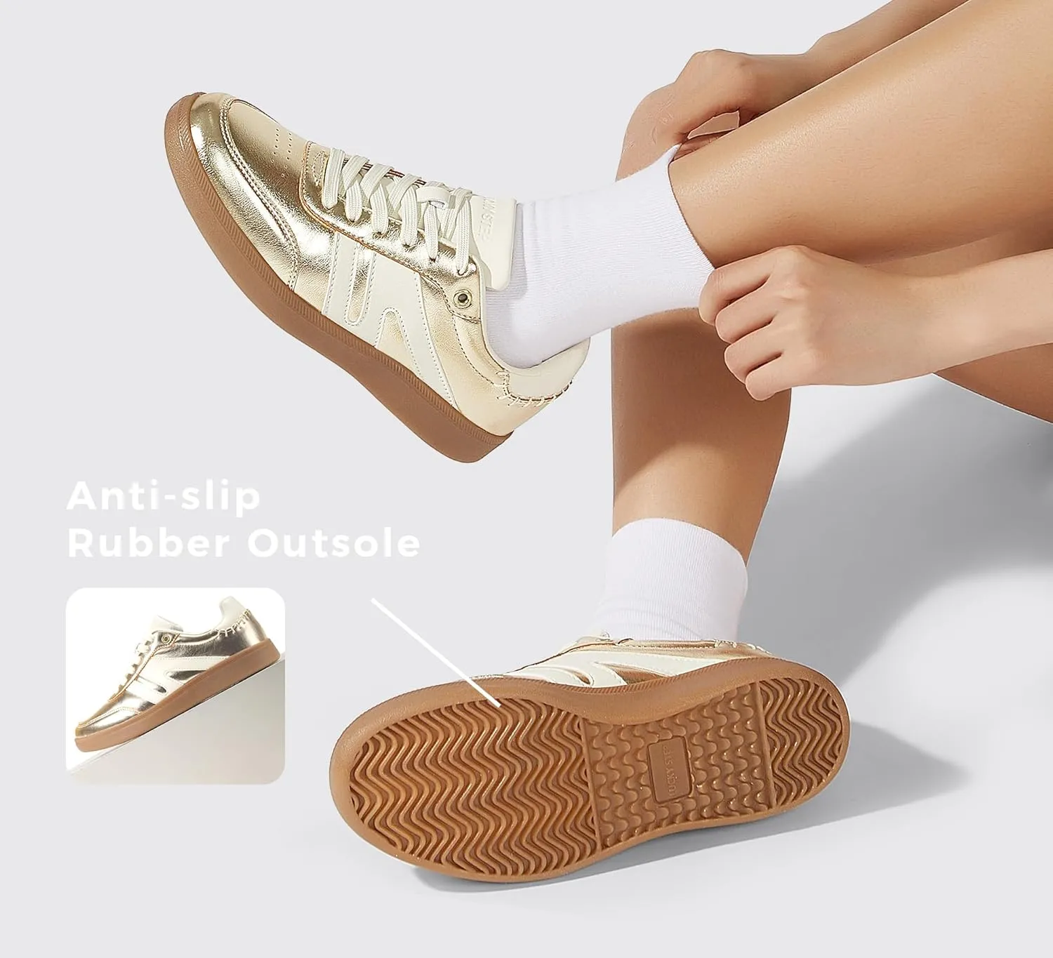 LUCKY STEP Women Classic Retro Gum Sole Fashion Sneakers Casual Tennis Skate Shoe Genuine Leather Walking Footwear Anti Slip Trainers