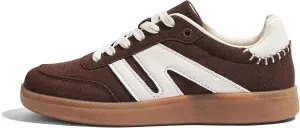 LUCKY STEP Women Classic Retro Gum Sole Fashion Sneakers Casual Tennis Skate Shoe Genuine Leather Walking Footwear Anti Slip Trainers