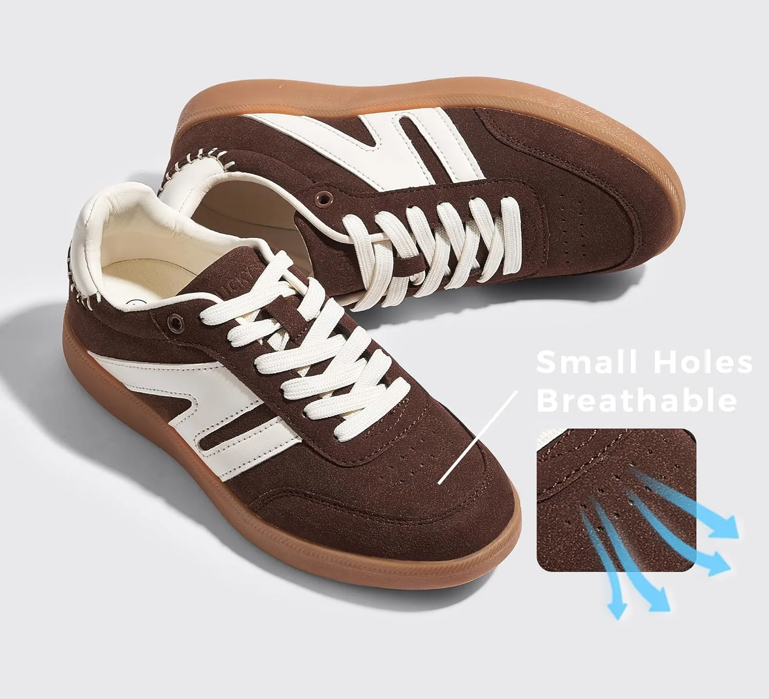 LUCKY STEP Women Classic Retro Gum Sole Fashion Sneakers Casual Tennis Skate Shoe Genuine Leather Walking Footwear Anti Slip Trainers