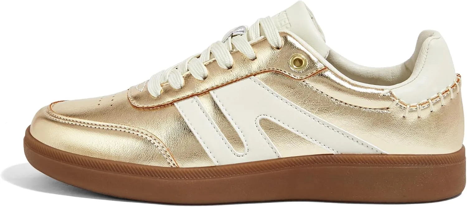 LUCKY STEP Women Classic Retro Gum Sole Fashion Sneakers Casual Tennis Skate Shoe Genuine Leather Walking Footwear Anti Slip Trainers