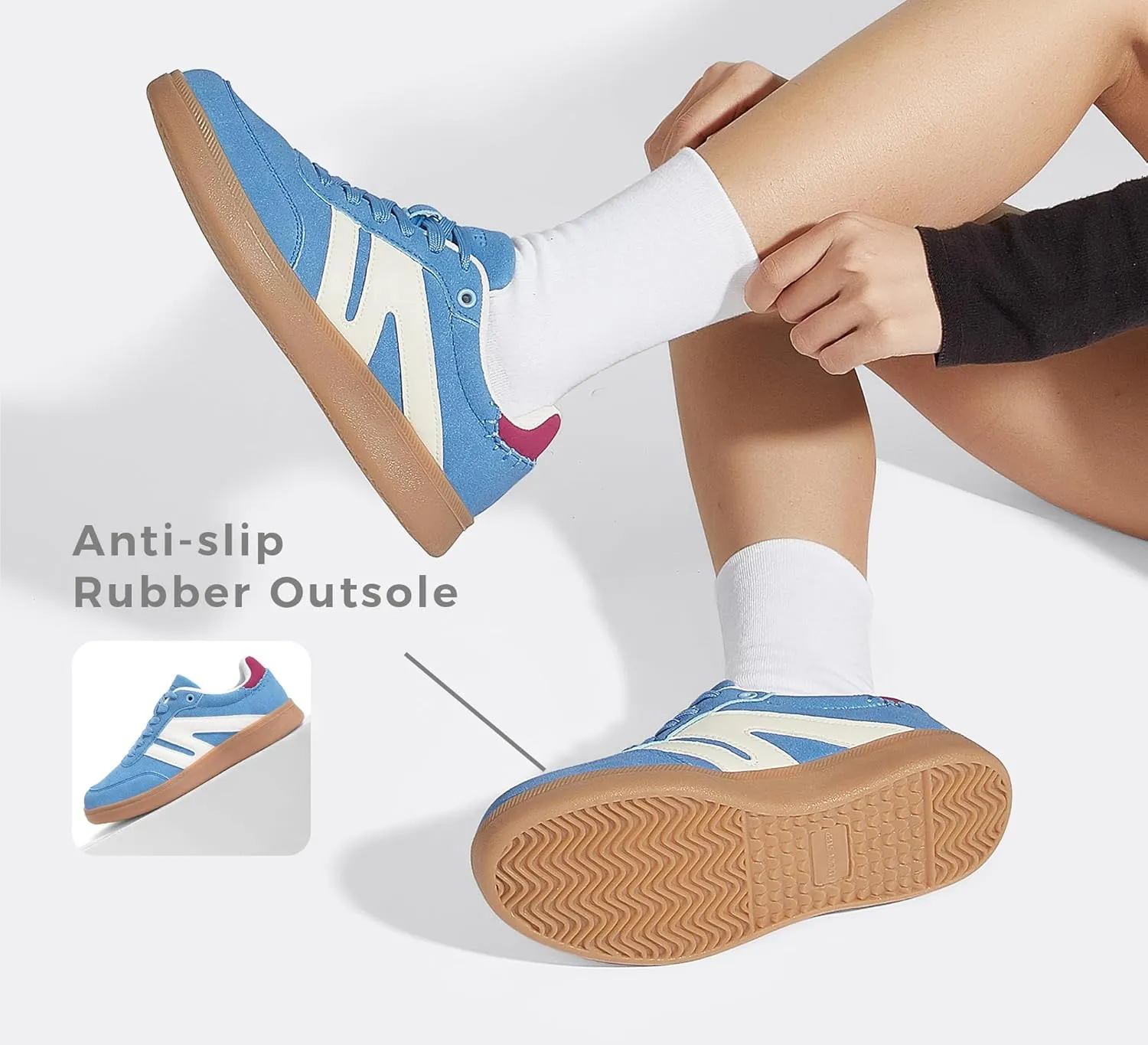 LUCKY STEP Women Classic Retro Gum Sole Fashion Sneakers Casual Tennis Skate Shoe Genuine Leather Walking Footwear Anti Slip Trainers