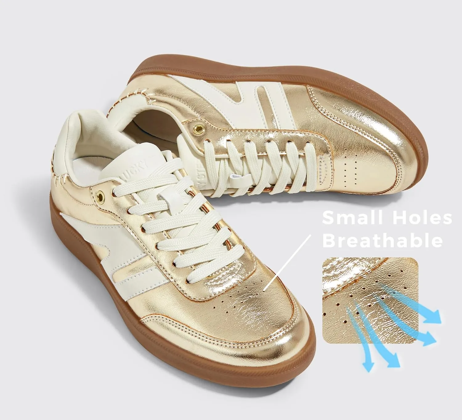 LUCKY STEP Women Classic Retro Gum Sole Fashion Sneakers Casual Tennis Skate Shoe Genuine Leather Walking Footwear Anti Slip Trainers
