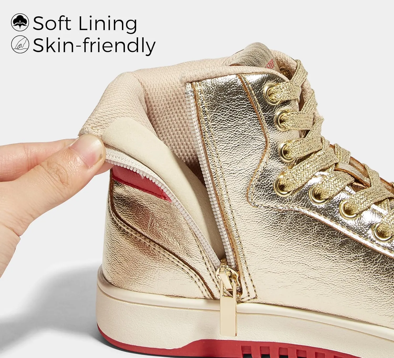 LUCKY STEP Women High Top Fashion Glitter Star Sneakers Retro Zipper Ankle Boots Basketball Tennis Casual Faux Leather Walking Shoes