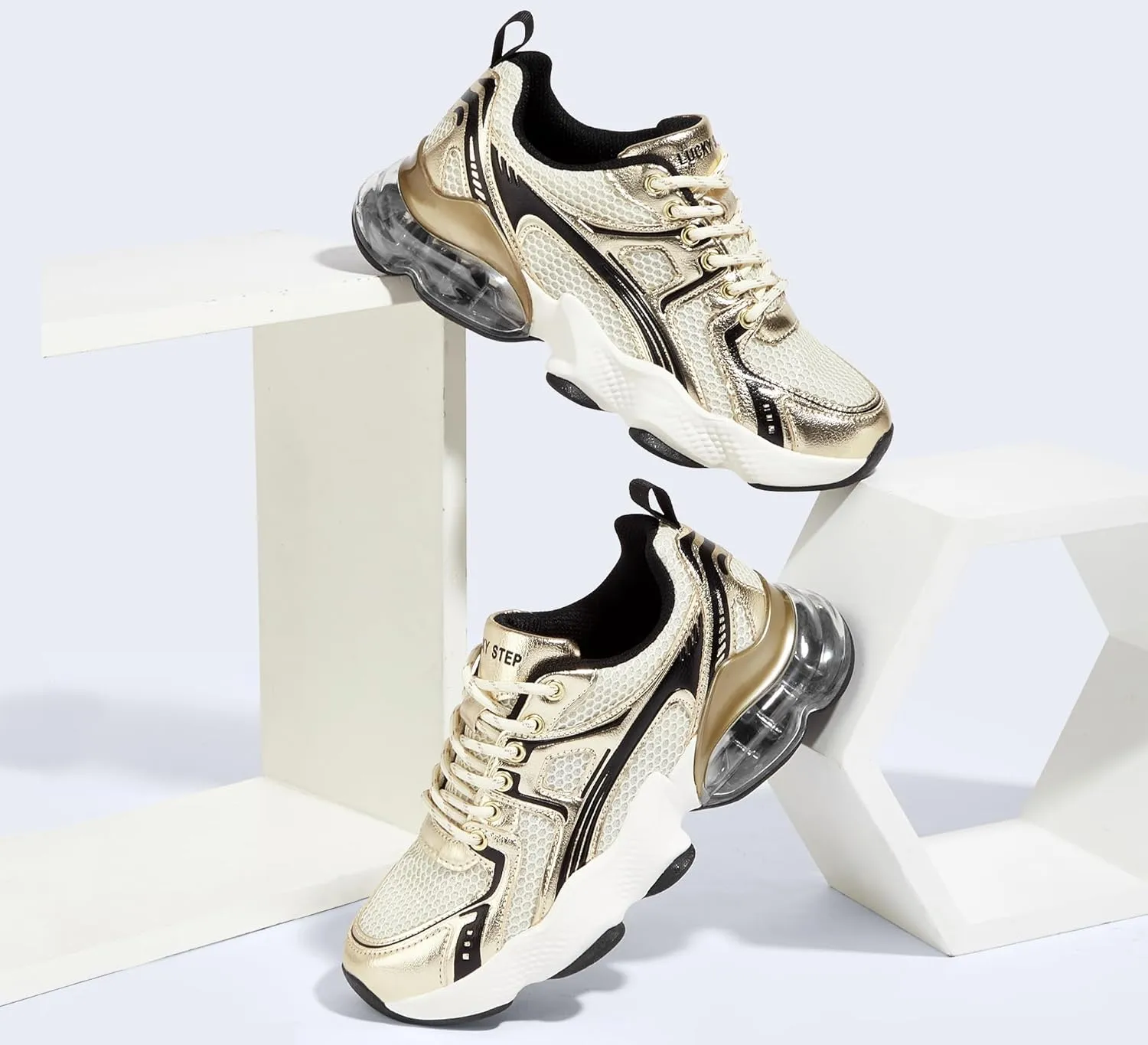 LUCKY STEP Women's Air Cushion Running Shoes Athletic Tennis Sneakers Lightweight Sports Mesh Gym Jogging Workout Walking Shoes