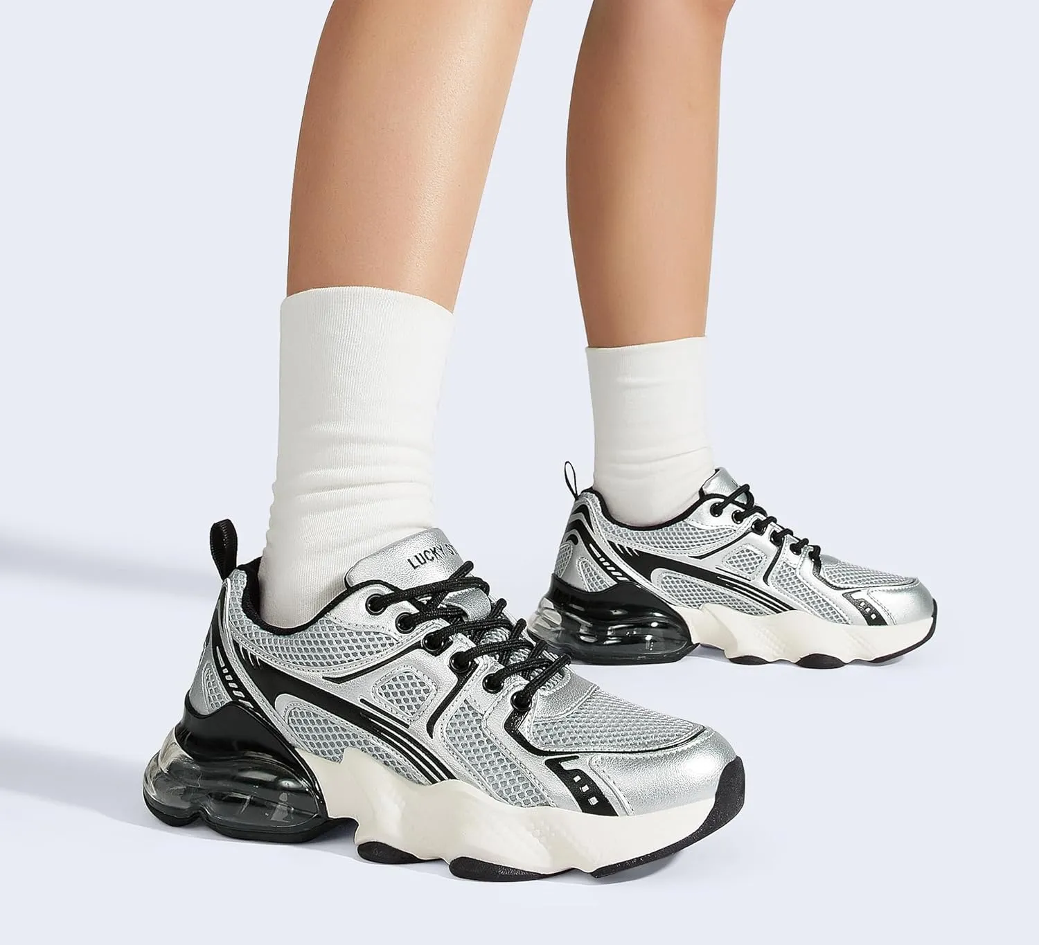 LUCKY STEP Women's Air Cushion Running Shoes Athletic Tennis Sneakers Lightweight Sports Mesh Gym Jogging Workout Walking Shoes
