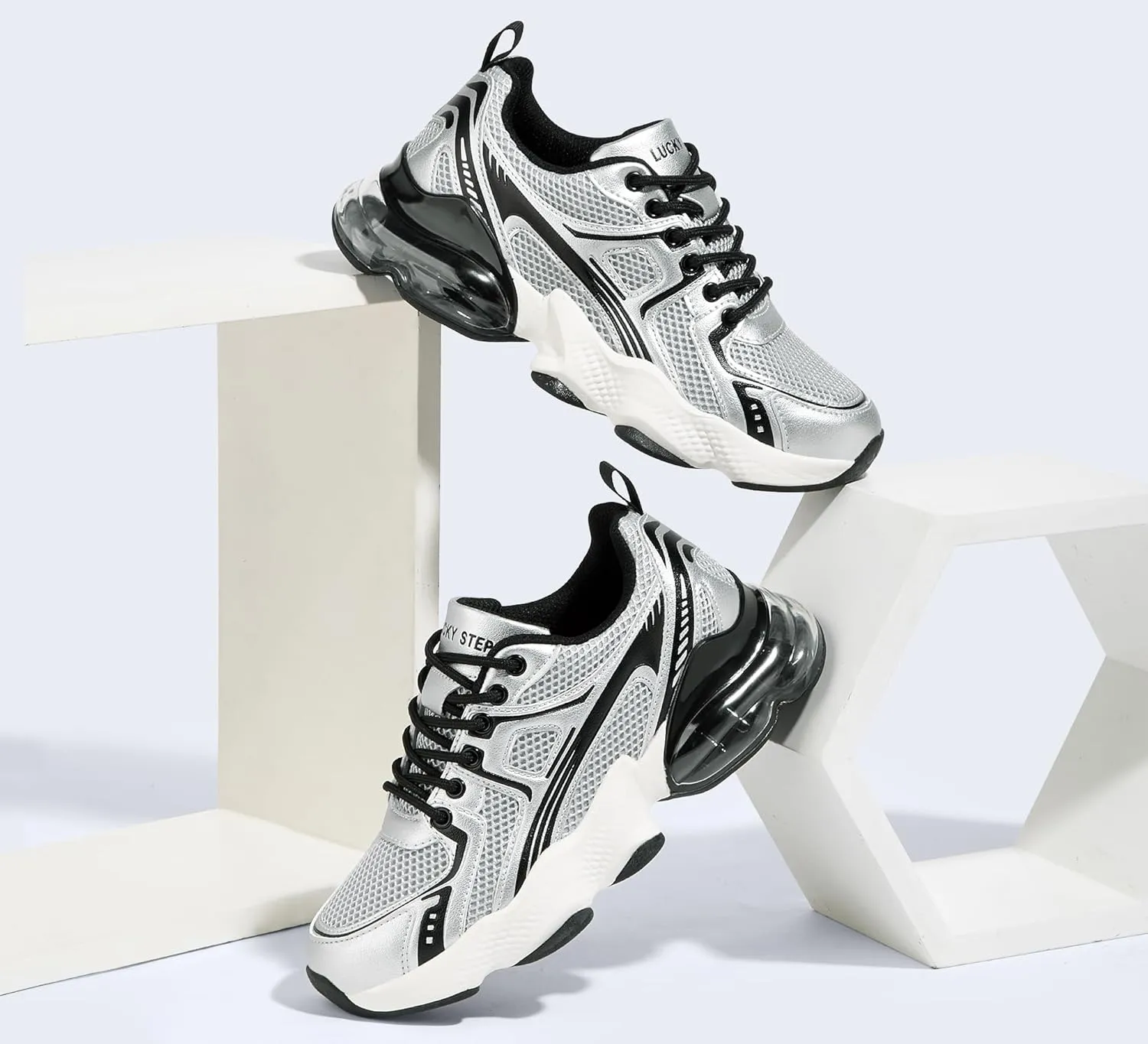 LUCKY STEP Women's Air Cushion Running Shoes Athletic Tennis Sneakers Lightweight Sports Mesh Gym Jogging Workout Walking Shoes