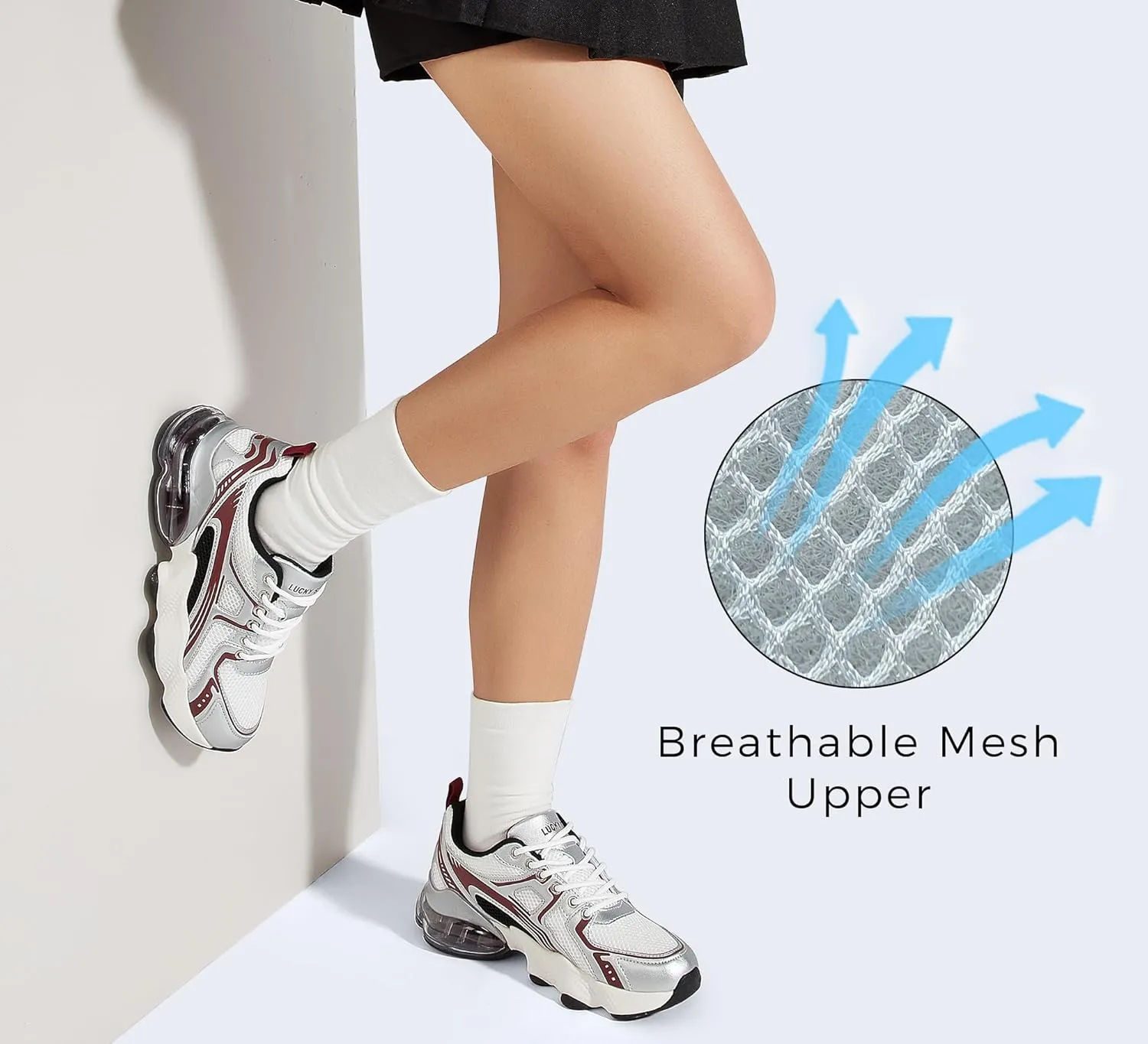 LUCKY STEP Women's Air Cushion Running Shoes Athletic Tennis Sneakers Lightweight Sports Mesh Gym Jogging Workout Walking Shoes
