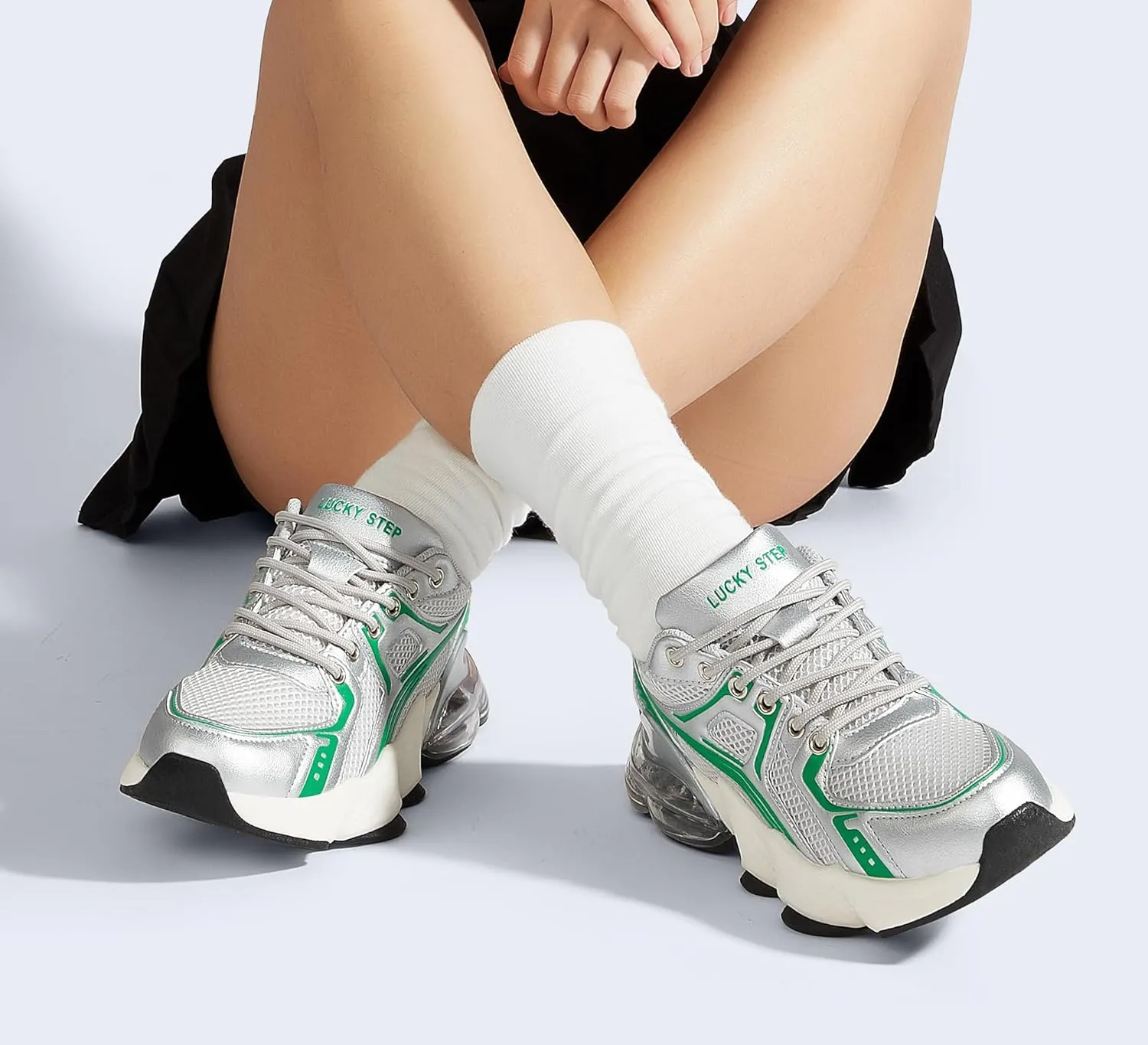 LUCKY STEP Women's Air Cushion Running Shoes Athletic Tennis Sneakers Lightweight Sports Mesh Gym Jogging Workout Walking Shoes