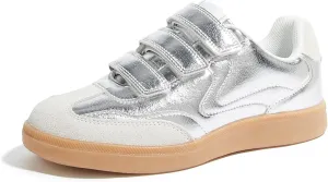 LUCKY STEP Women's Casual Fashion Retro Sneakers Classic Gum Sole Hook and Loop Tennis Footwear Anti Slip Skate Trainers Trendy Walking Shoes