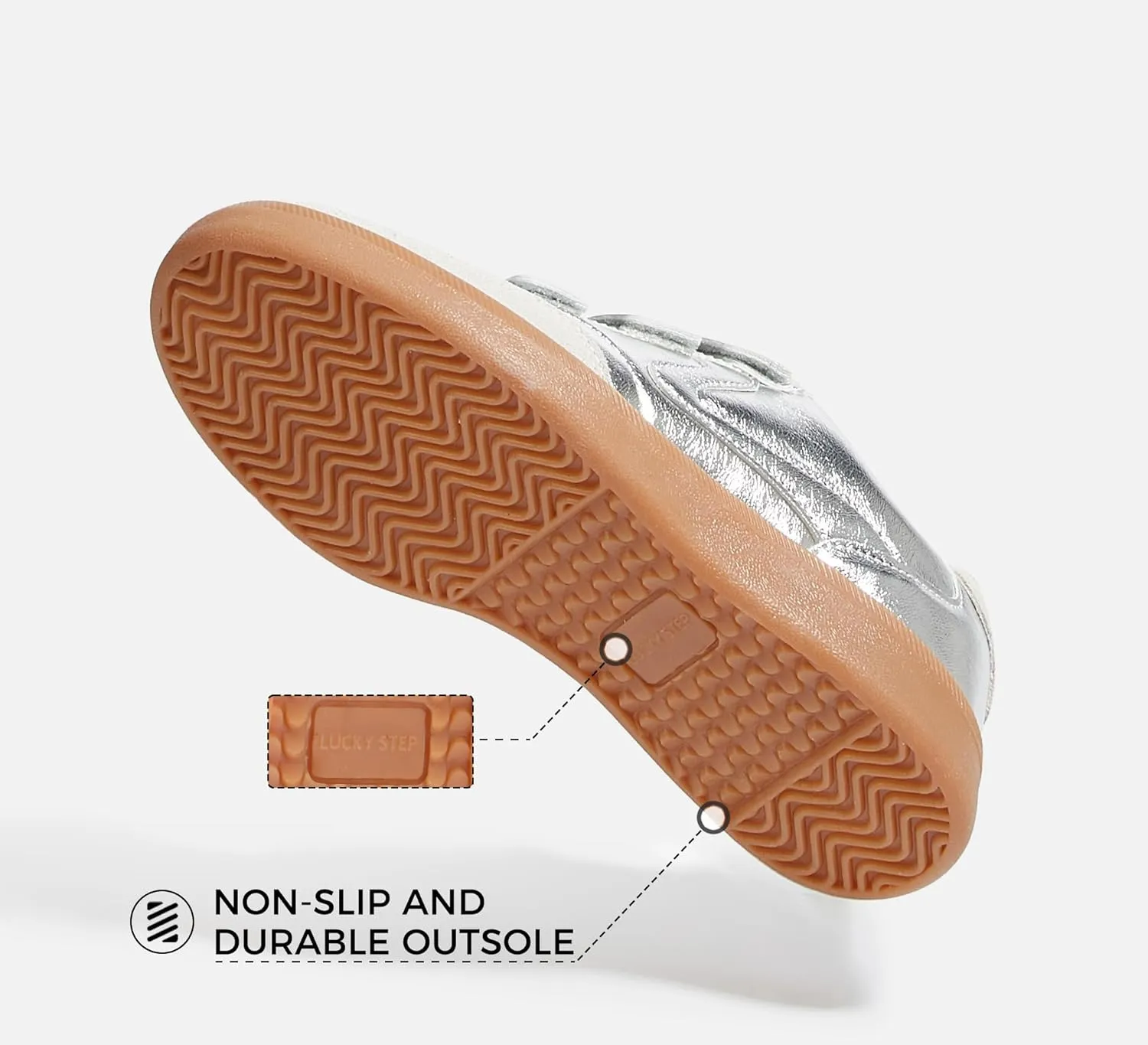 LUCKY STEP Women's Casual Fashion Retro Sneakers Classic Gum Sole Hook and Loop Tennis Footwear Anti Slip Skate Trainers Trendy Walking Shoes