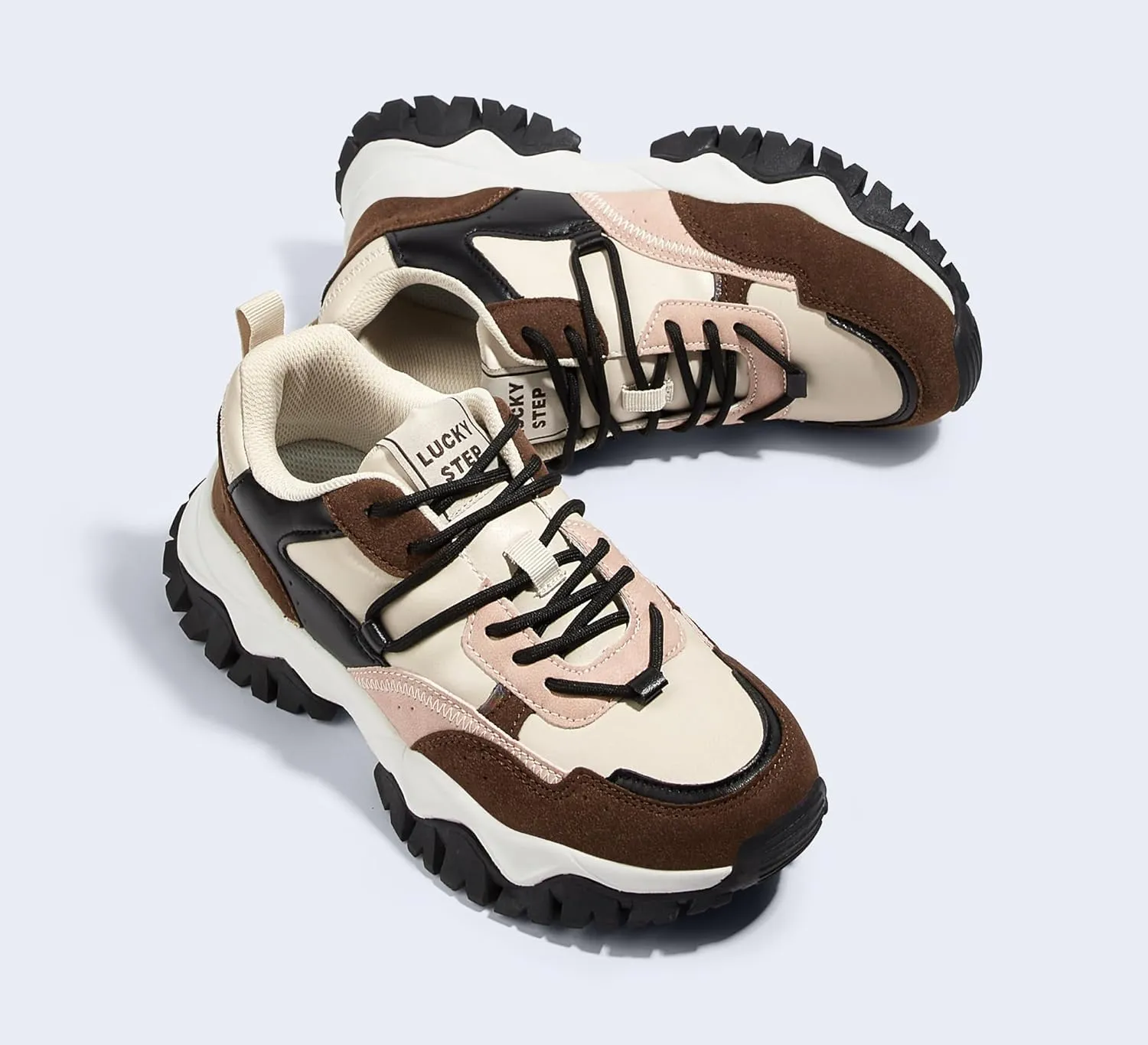 LUCKY STEP Women's Chunky Sneakers Fashion Platform Retro Tennis Casual Classic Cute Dad Anti-Slip Stylish Walking Sport Shoes