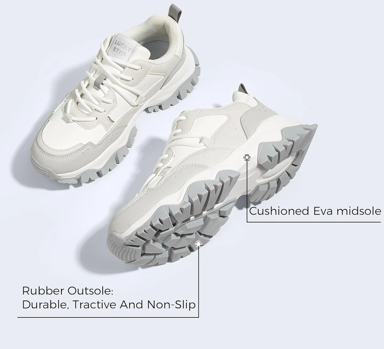 LUCKY STEP Women's Chunky Sneakers Fashion Platform Retro Tennis Casual Classic Cute Dad Anti-Slip Stylish Walking Sport Shoes