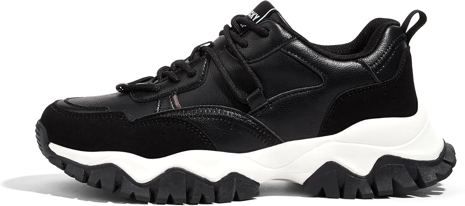LUCKY STEP Women's Chunky Sneakers Fashion Platform Retro Tennis Casual Classic Cute Dad Anti-Slip Stylish Walking Sport Shoes