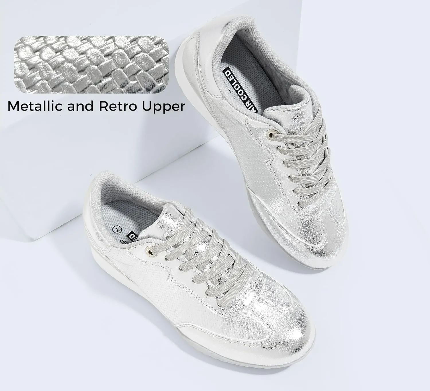 LUCKY STEP Women's Fashion Tennis Sneakers Casual Low Top Retro Lace-up Stylish Travel Lifestyle Trendy Walking Shoes