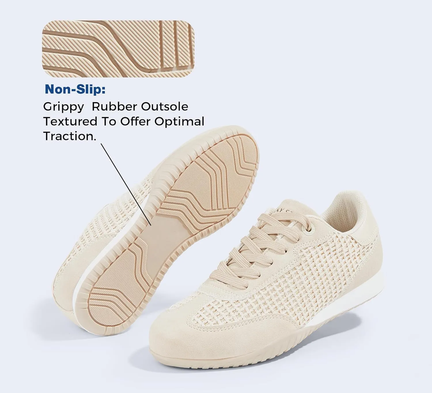 LUCKY STEP Women's Fashion Tennis Sneakers Casual Low Top Retro Lace-up Stylish Travel Lifestyle Trendy Walking Shoes
