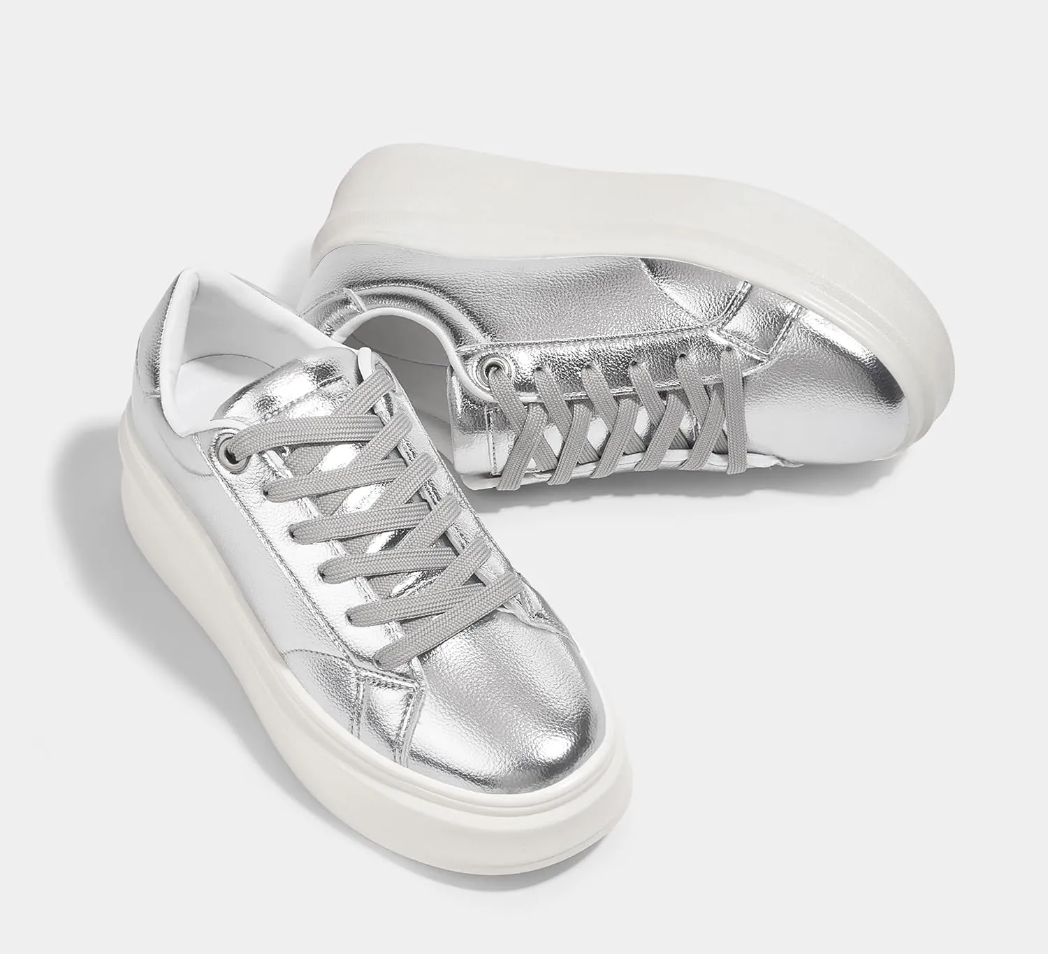 LUCKY STEP Women's Platform Fashion Sneakers Faux Leather Classic Tennis Shoes Low Top Casual Walking Shoes