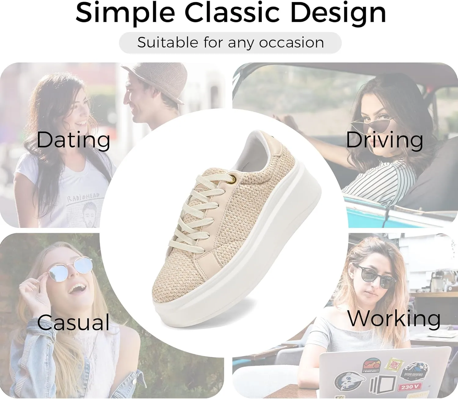 LUCKY STEP Women's Platform Fashion Sneakers Faux Leather Classic Tennis Shoes Low Top Casual Walking Shoes
