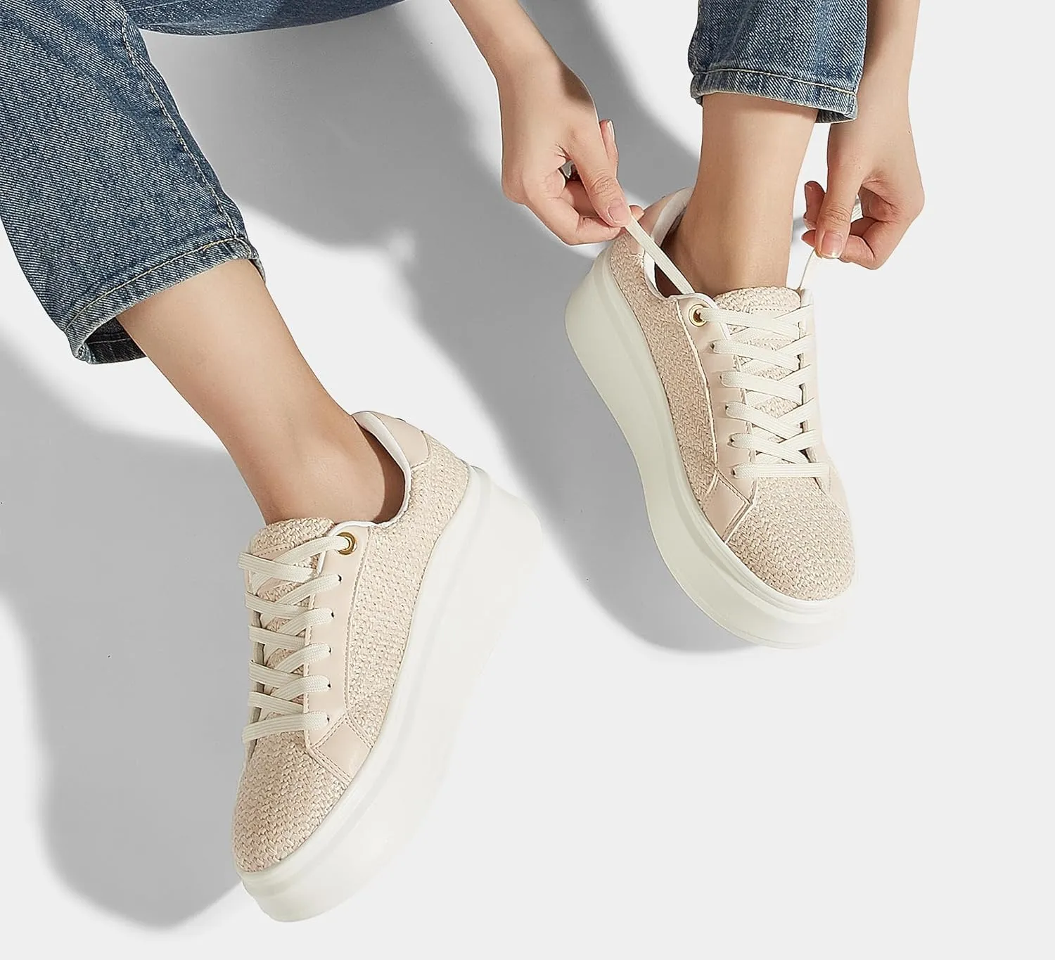 LUCKY STEP Women's Platform Fashion Sneakers Faux Leather Classic Tennis Shoes Low Top Casual Walking Shoes