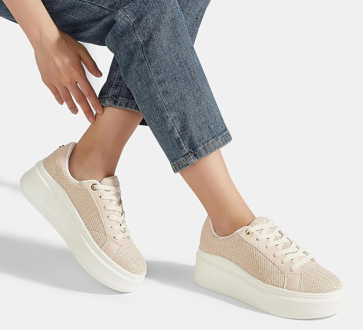 LUCKY STEP Women's Platform Fashion Sneakers Faux Leather Classic Tennis Shoes Low Top Casual Walking Shoes