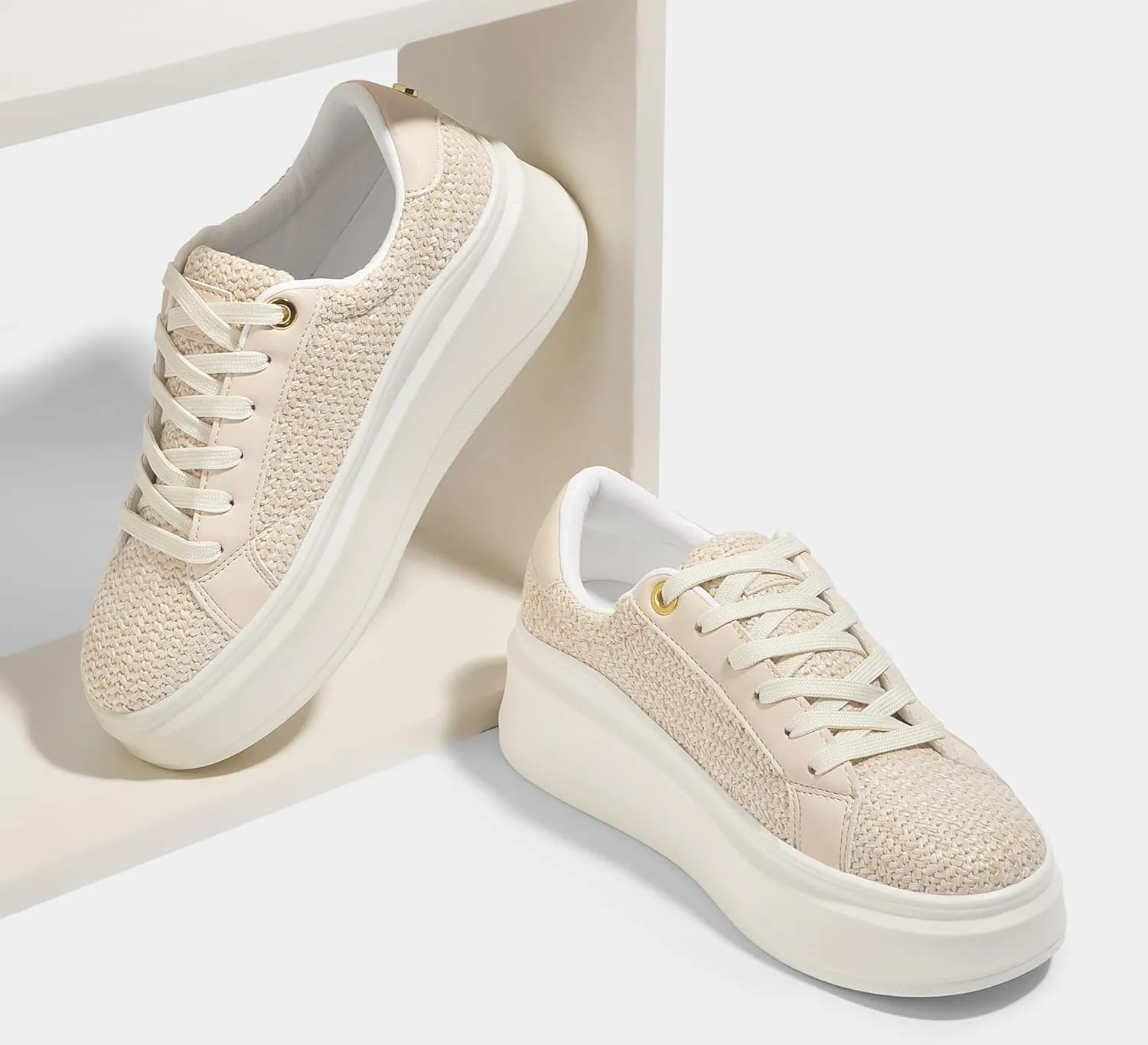 LUCKY STEP Women's Platform Fashion Sneakers Faux Leather Classic Tennis Shoes Low Top Casual Walking Shoes
