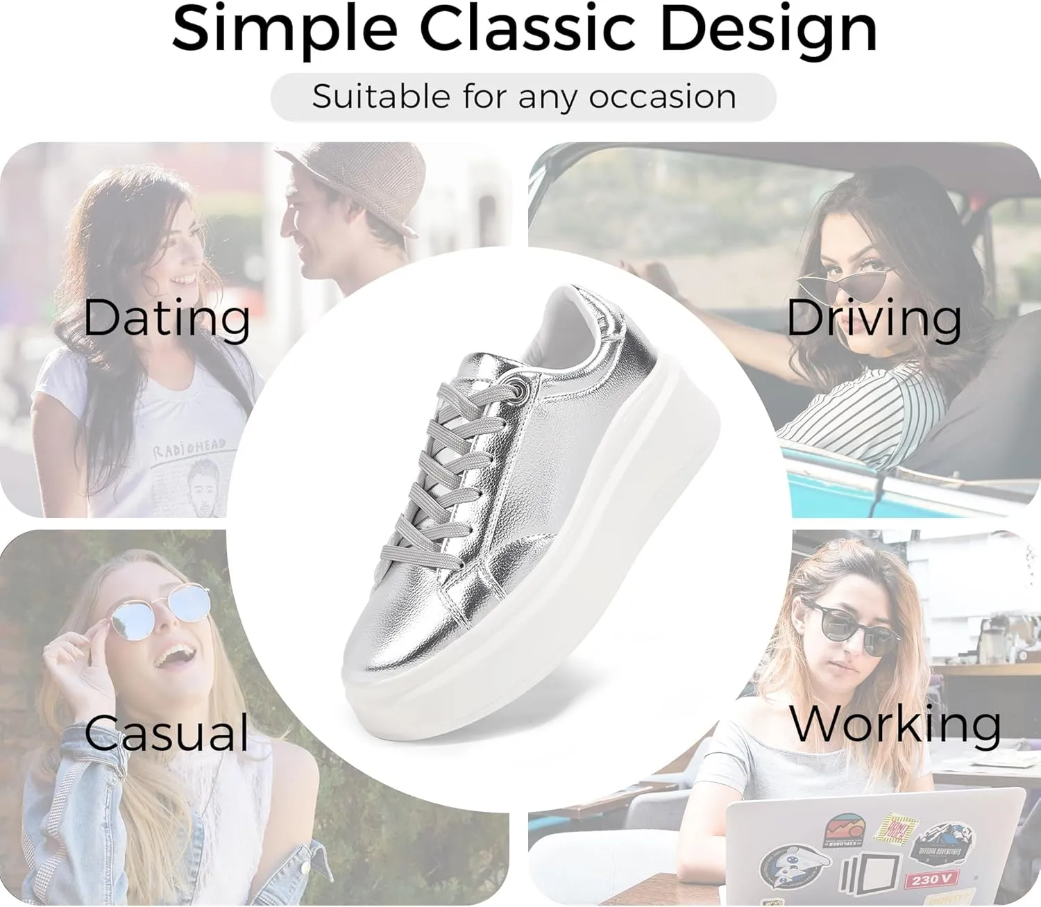 LUCKY STEP Women's Platform Fashion Sneakers Faux Leather Classic Tennis Shoes Low Top Casual Walking Shoes