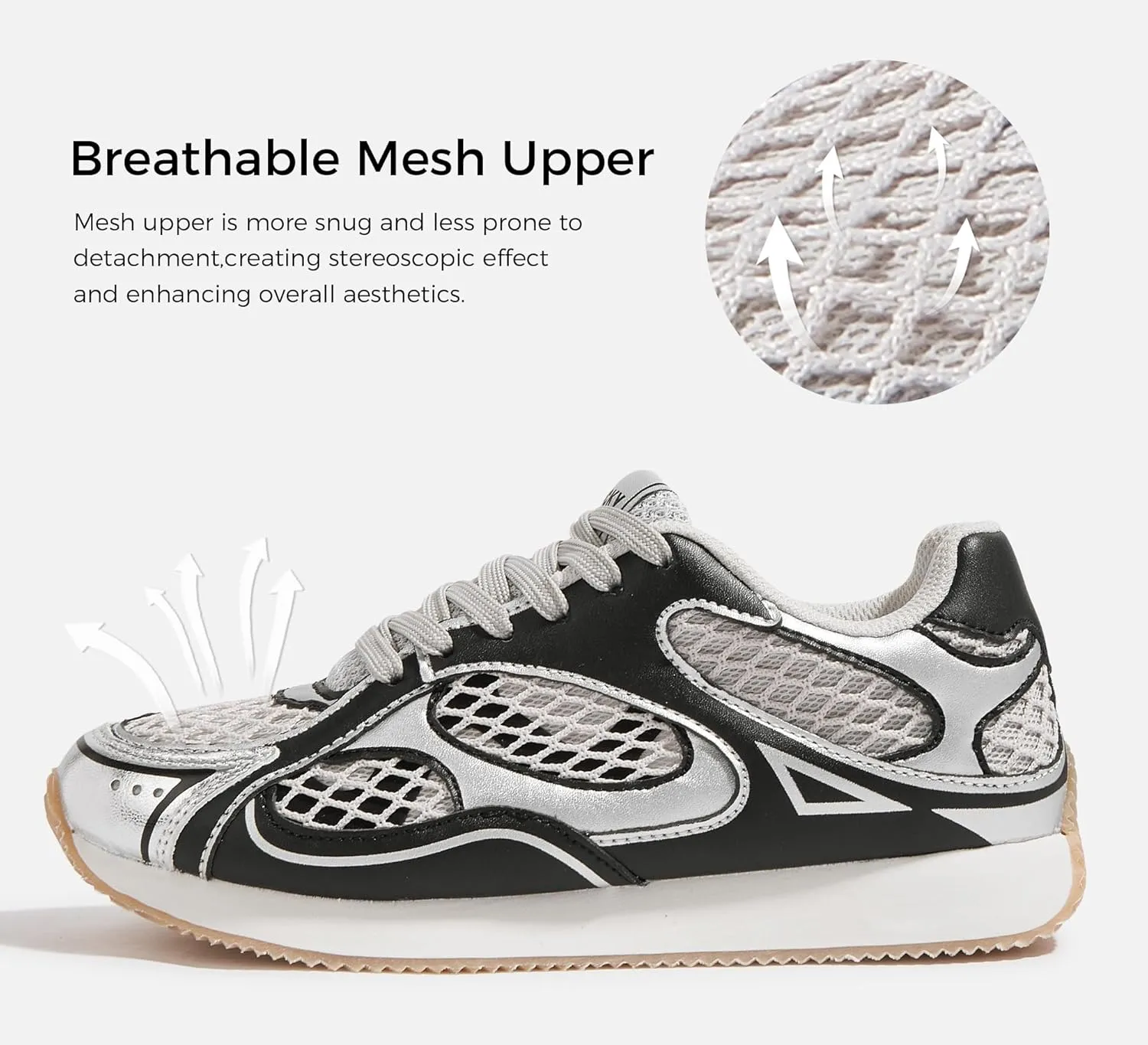 LUCKY STEP Women's Retro Fashion Sneakers Mesh Breathable Casual Walking Shoes Comfortable Tennis Athletic Trainers