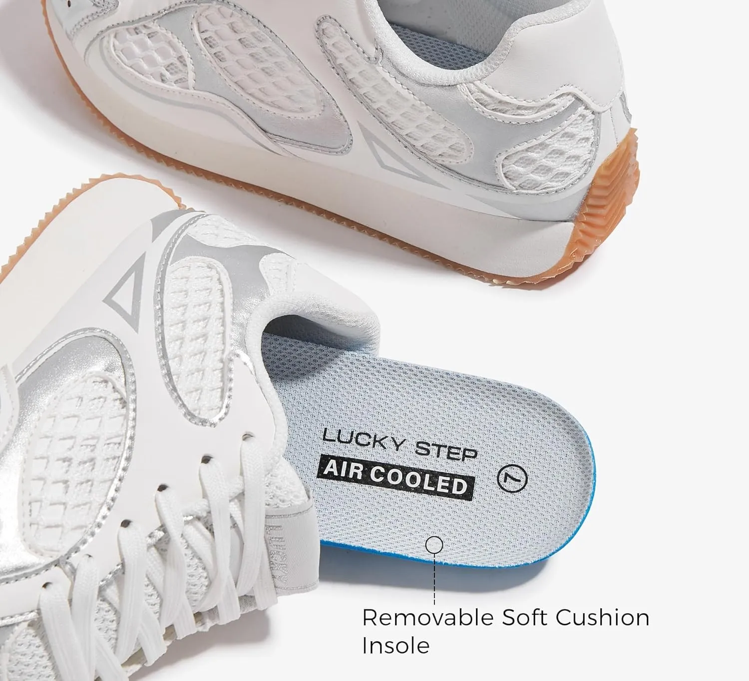 LUCKY STEP Women's Retro Fashion Sneakers Mesh Breathable Casual Walking Shoes Comfortable Tennis Athletic Trainers