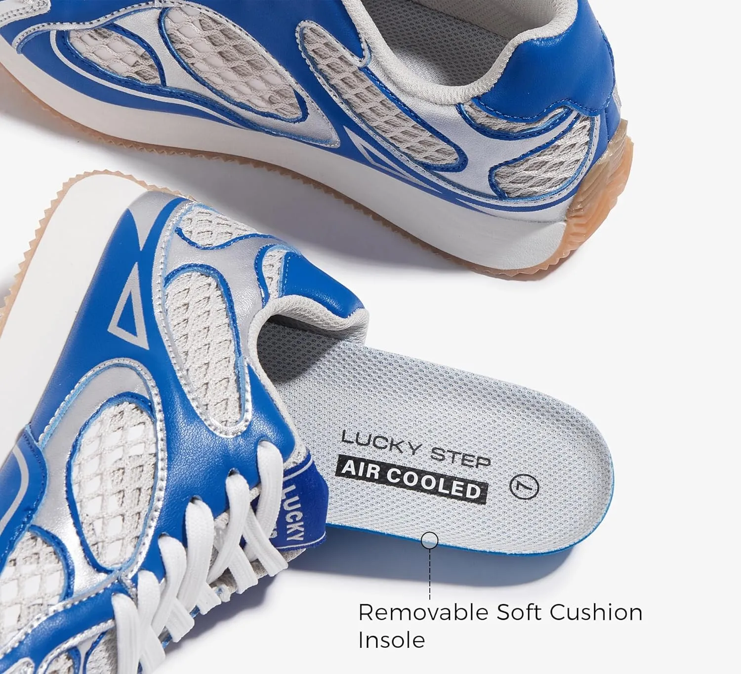 LUCKY STEP Women's Retro Fashion Sneakers Mesh Breathable Casual Walking Shoes Comfortable Tennis Athletic Trainers