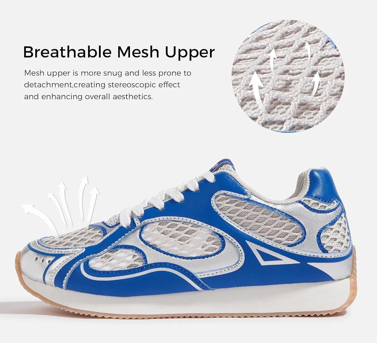 LUCKY STEP Women's Retro Fashion Sneakers Mesh Breathable Casual Walking Shoes Comfortable Tennis Athletic Trainers