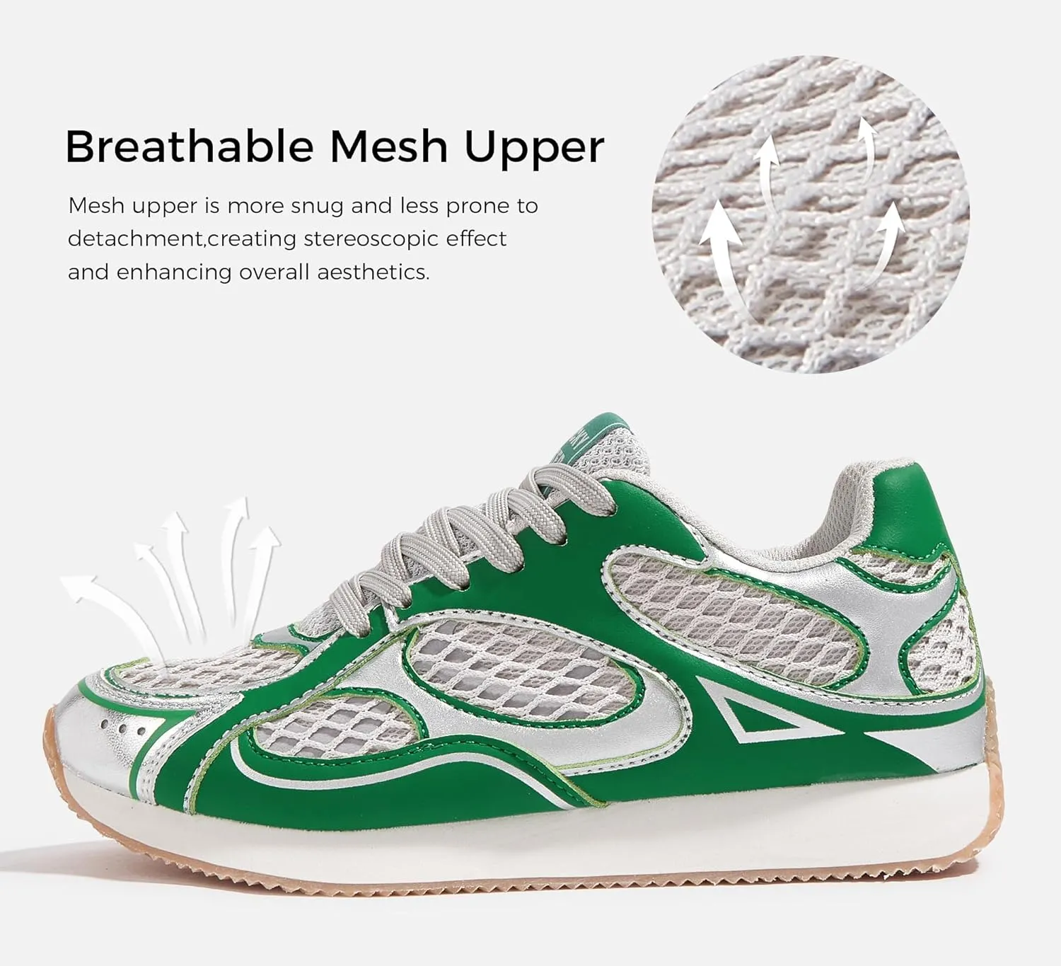 LUCKY STEP Women's Retro Fashion Sneakers Mesh Breathable Casual Walking Shoes Comfortable Tennis Athletic Trainers