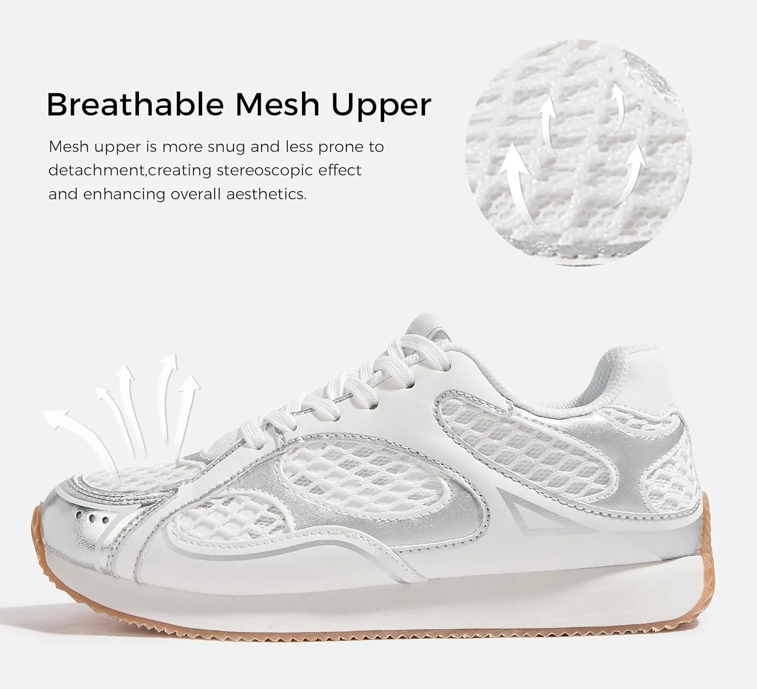 LUCKY STEP Women's Retro Fashion Sneakers Mesh Breathable Casual Walking Shoes Comfortable Tennis Athletic Trainers
