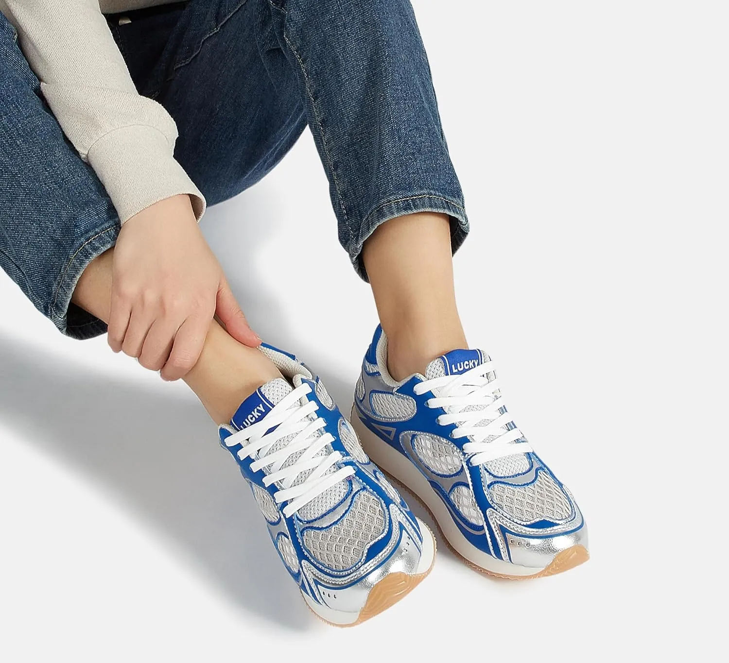 LUCKY STEP Women's Retro Fashion Sneakers Mesh Breathable Casual Walking Shoes Comfortable Tennis Athletic Trainers