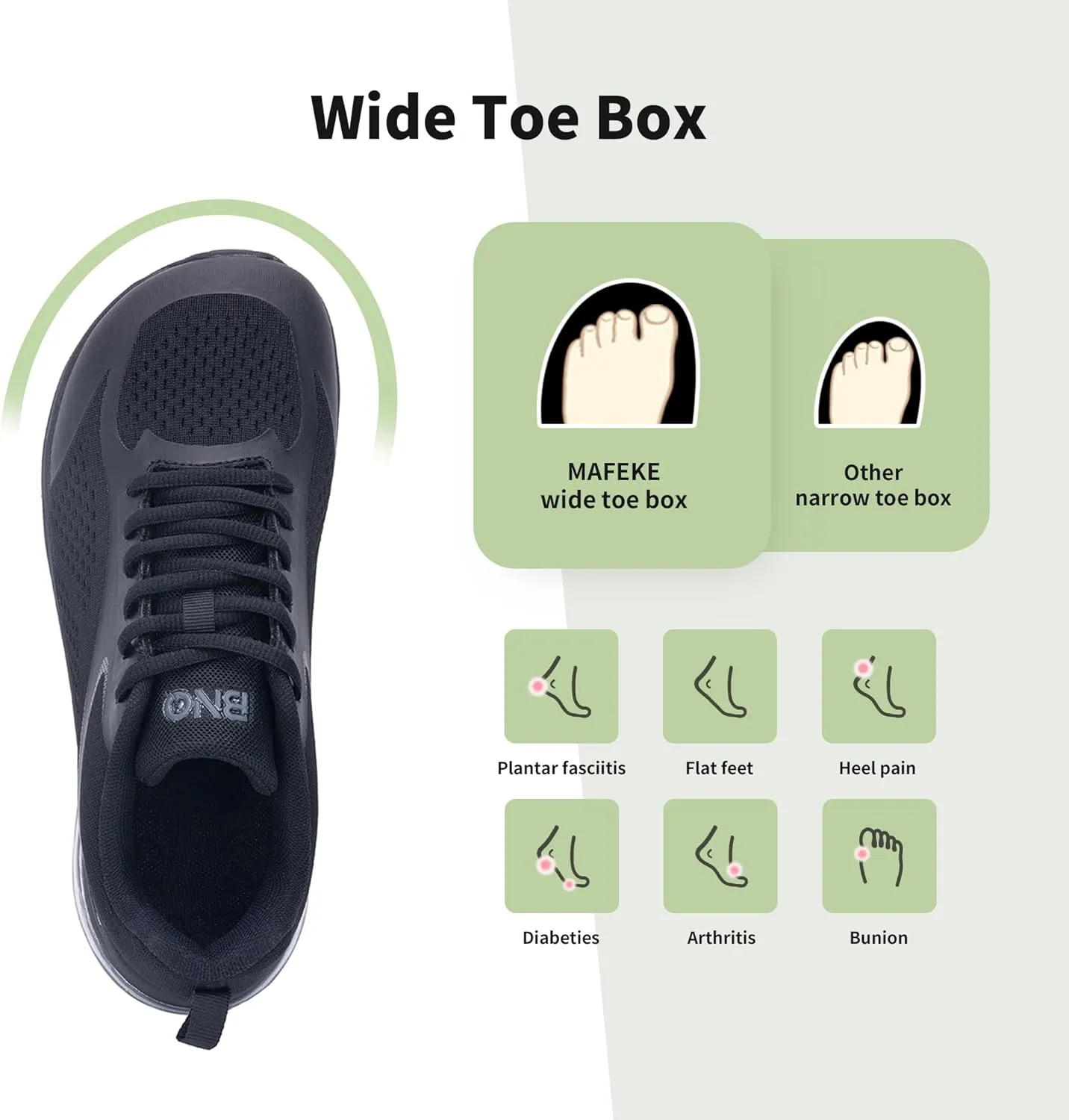 MAFEKE Womens Wide Toe Box Running Shoes Air Arch Support Tennis Athletic Sneakers Orthotic Walking Shoes for Plantar Fasciitis Pain Relief US 6-11