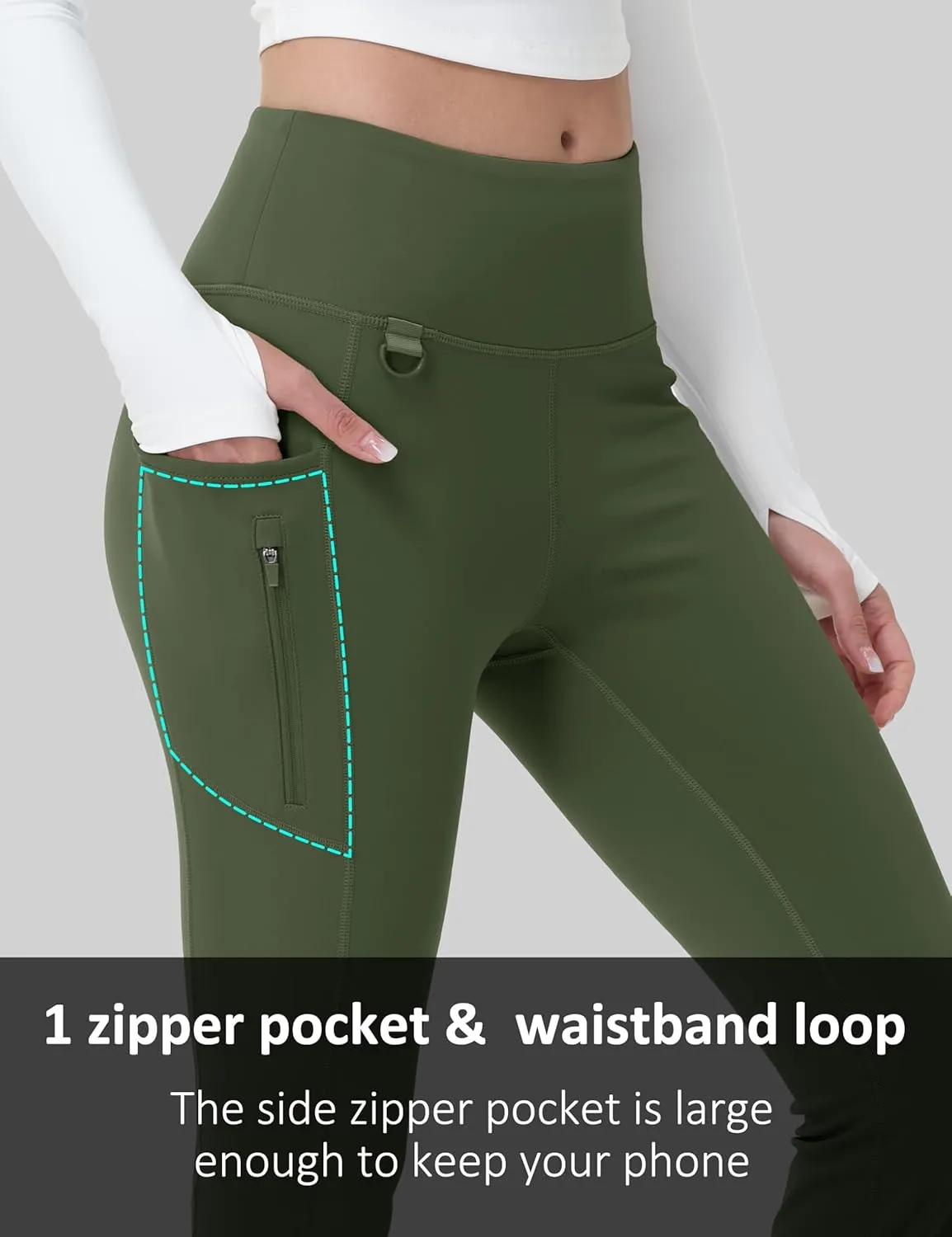 MAGCOMSEN Women's Fleece Lined Flare Pants Waterproof Insulated Winter Pants High Waisted Bootcut Hiking Yoga Leggings