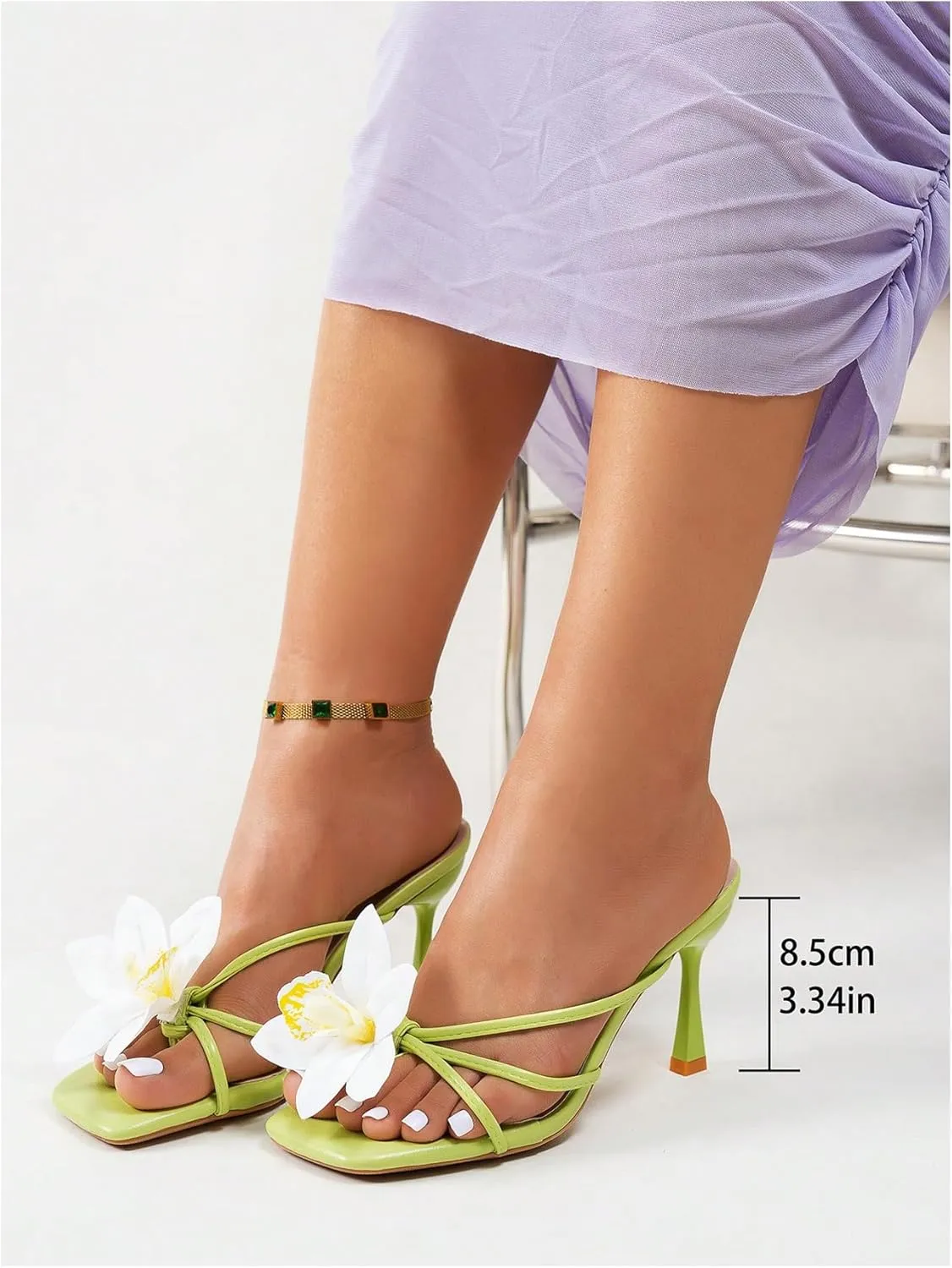 MakeMeChic Women's Open Toe Floral Kitten Heels Flower Summer Beach Sandals