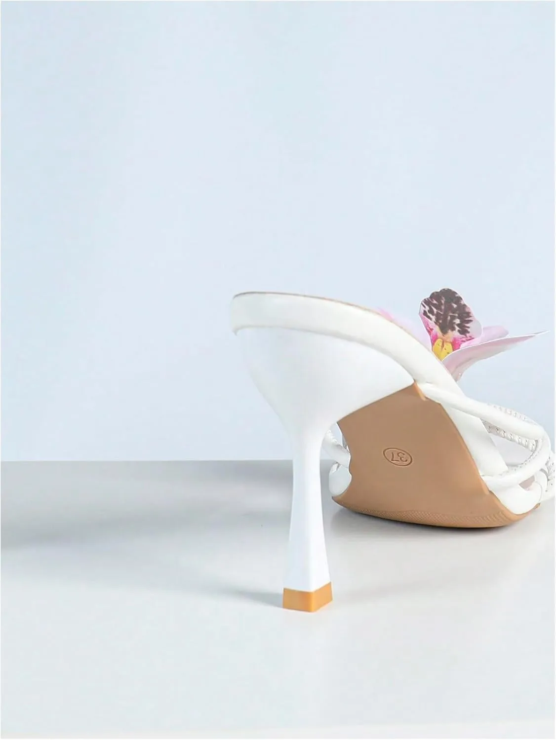 MakeMeChic Women's Open Toe Floral Kitten Heels Flower Summer Beach Sandals