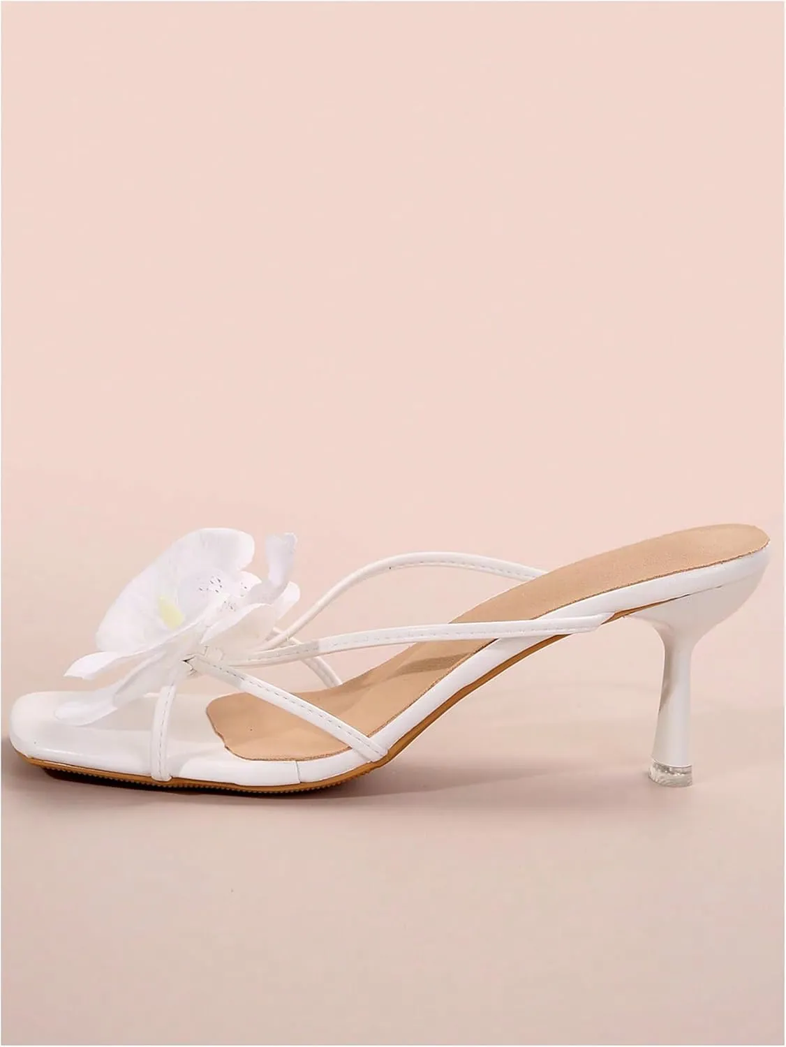 MakeMeChic Women's Open Toe Floral Kitten Heels Flower Summer Beach Sandals