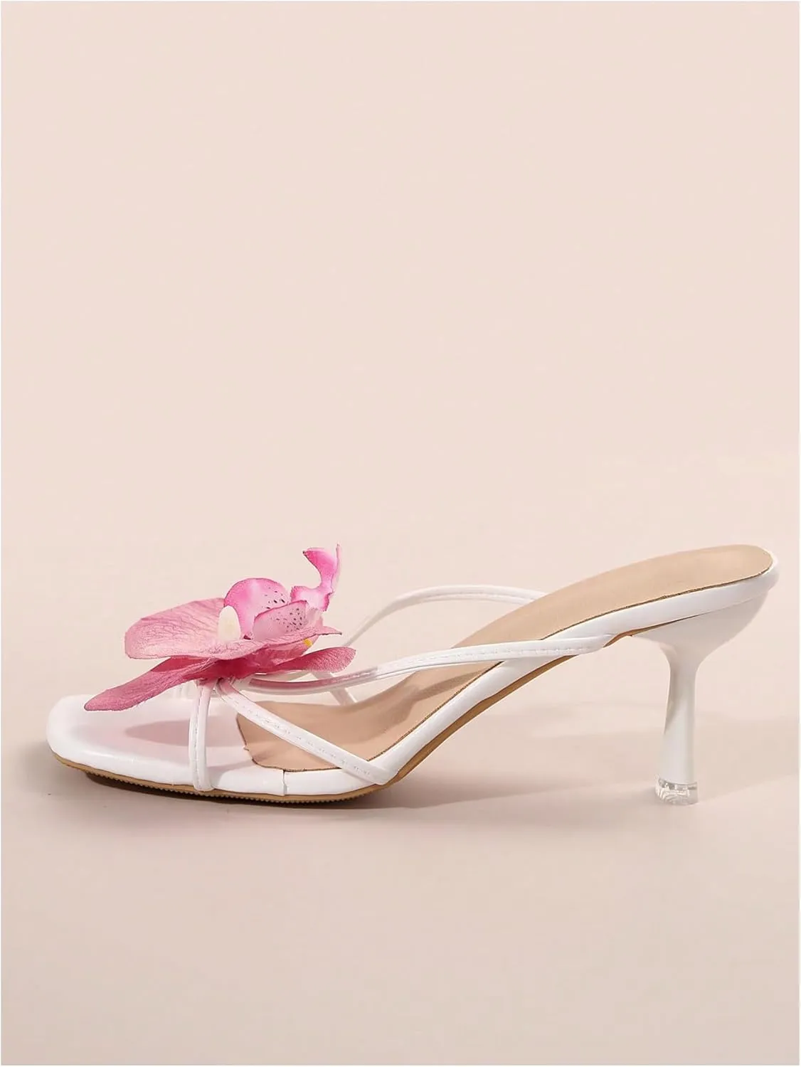 MakeMeChic Women's Open Toe Floral Kitten Heels Flower Summer Beach Sandals