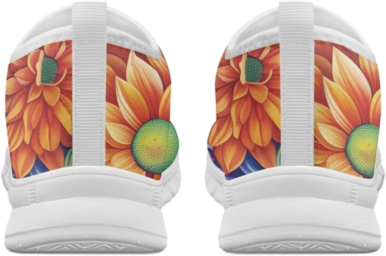 Mandala Flowers Print Womens Slip On Running Shoes Loafers Shoes Non Slip Arch Support Walking Shoes Breathable Gym Workout Shoes