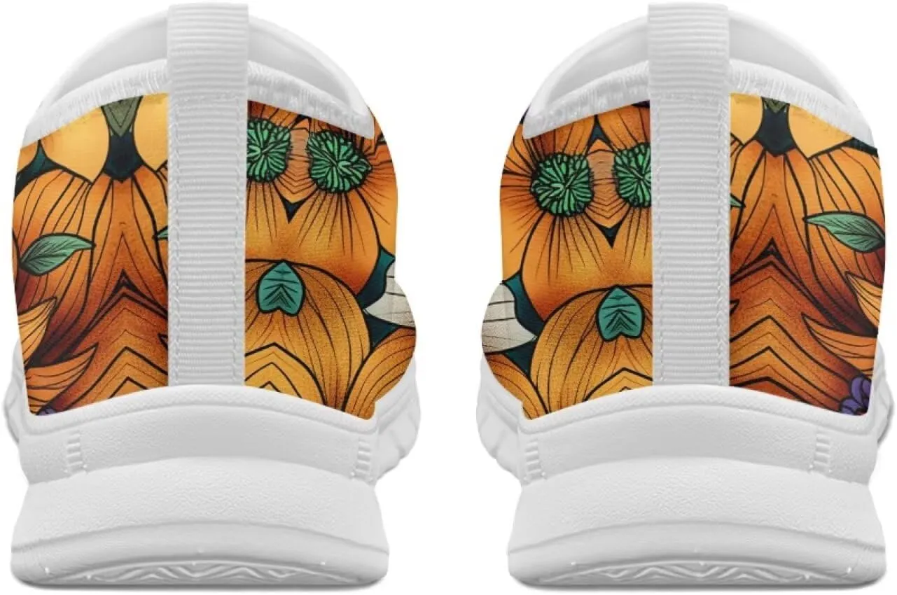 Mandala Flowers Print Womens Slip On Running Shoes Loafers Shoes Non Slip Arch Support Walking Shoes Breathable Gym Workout Shoes