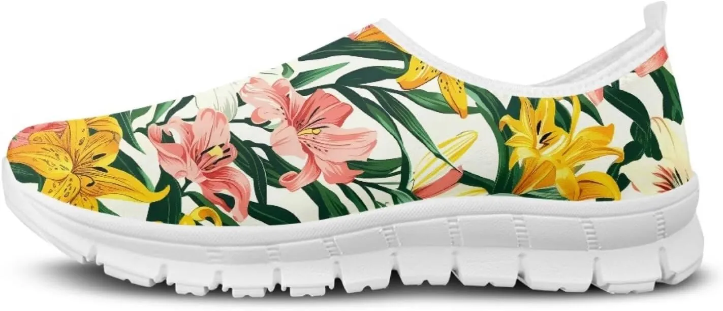Mandala Flowers Print Womens Slip On Running Shoes Loafers Shoes Non Slip Arch Support Walking Shoes Breathable Gym Workout Shoes