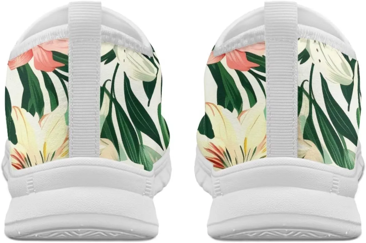 Mandala Flowers Print Womens Slip On Running Shoes Loafers Shoes Non Slip Arch Support Walking Shoes Breathable Gym Workout Shoes