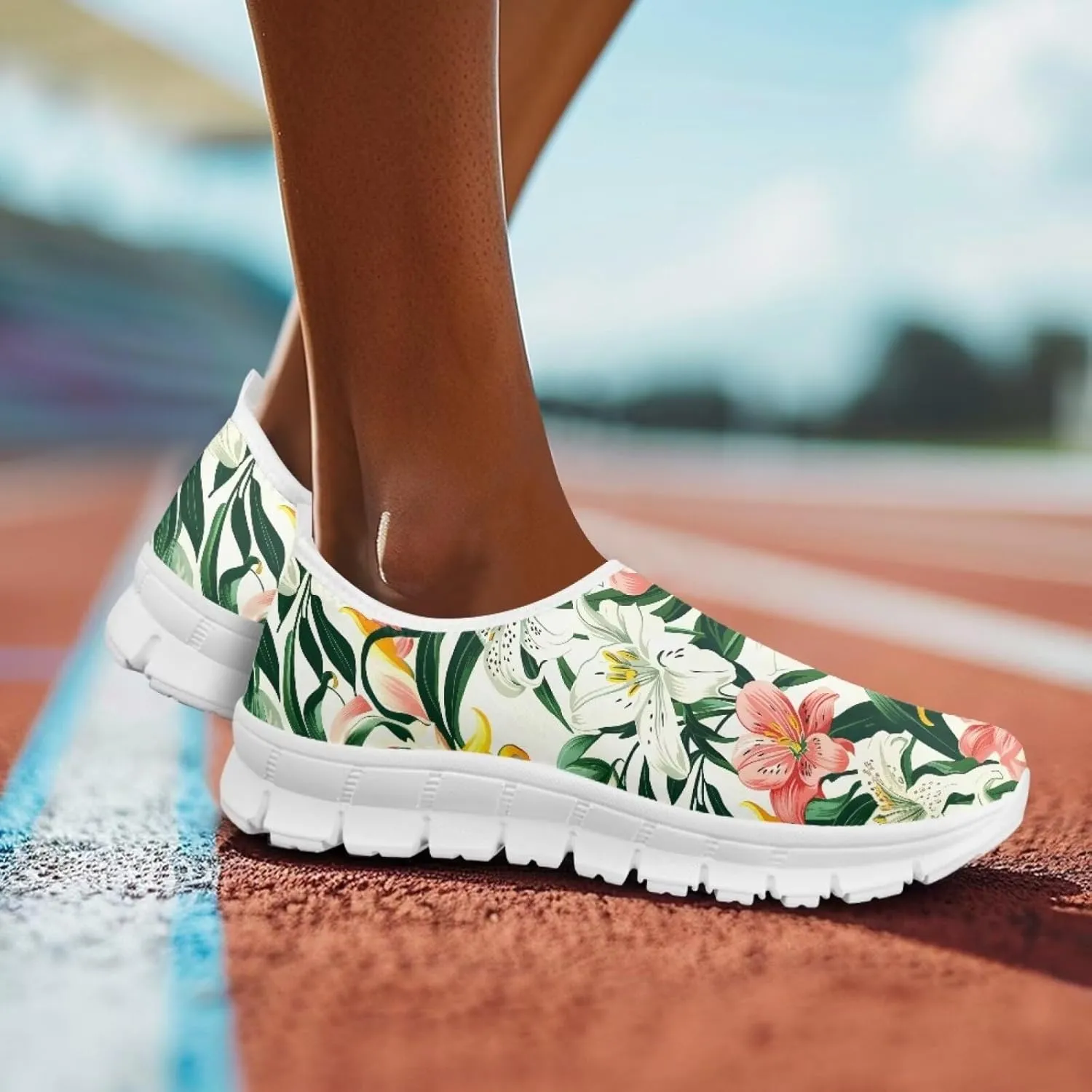 Mandala Flowers Print Womens Slip On Running Shoes Loafers Shoes Non Slip Arch Support Walking Shoes Breathable Gym Workout Shoes